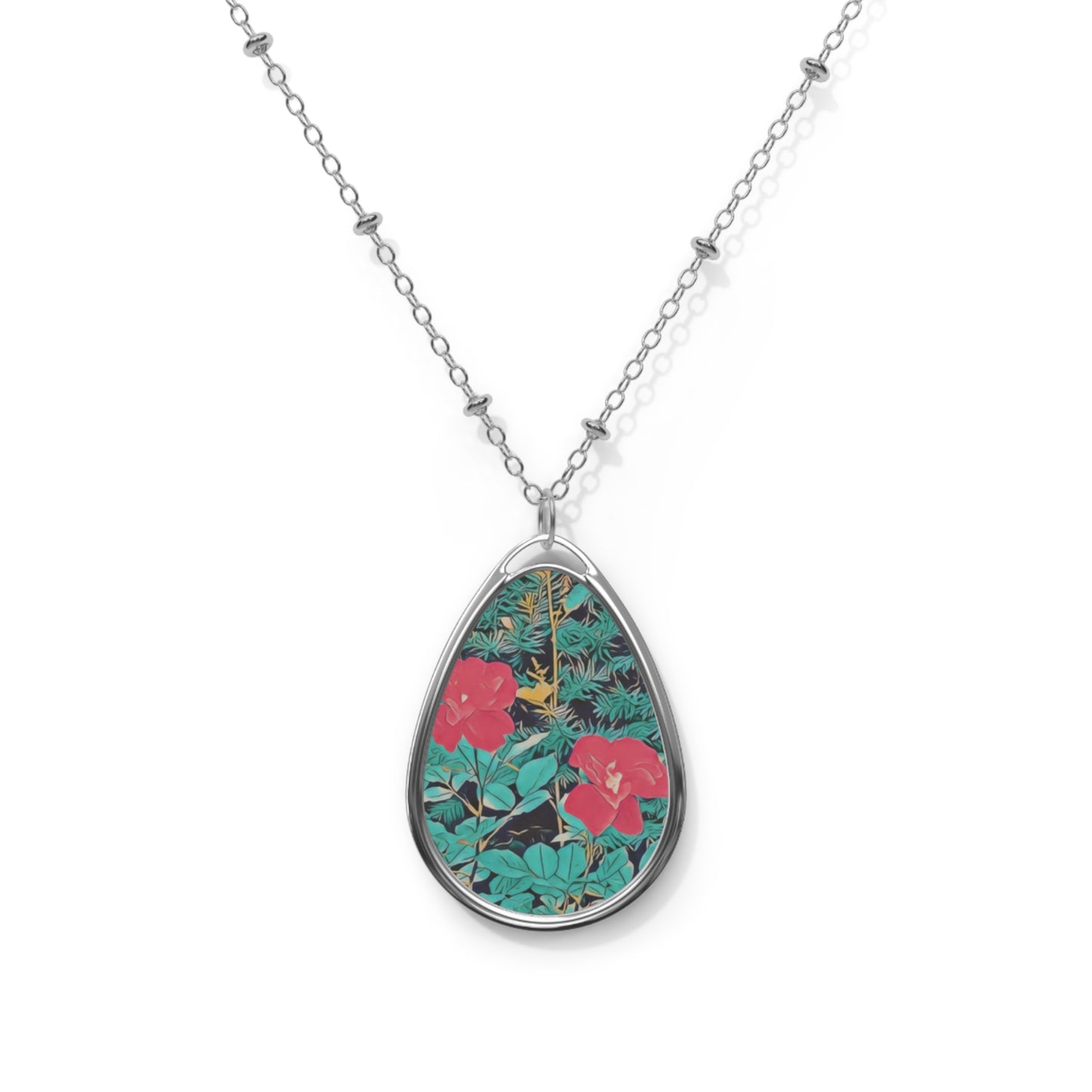 Flowers (Original Photo Edit) Oval Necklace