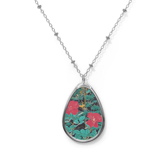Flowers (Original Photo Edit) Oval Necklace