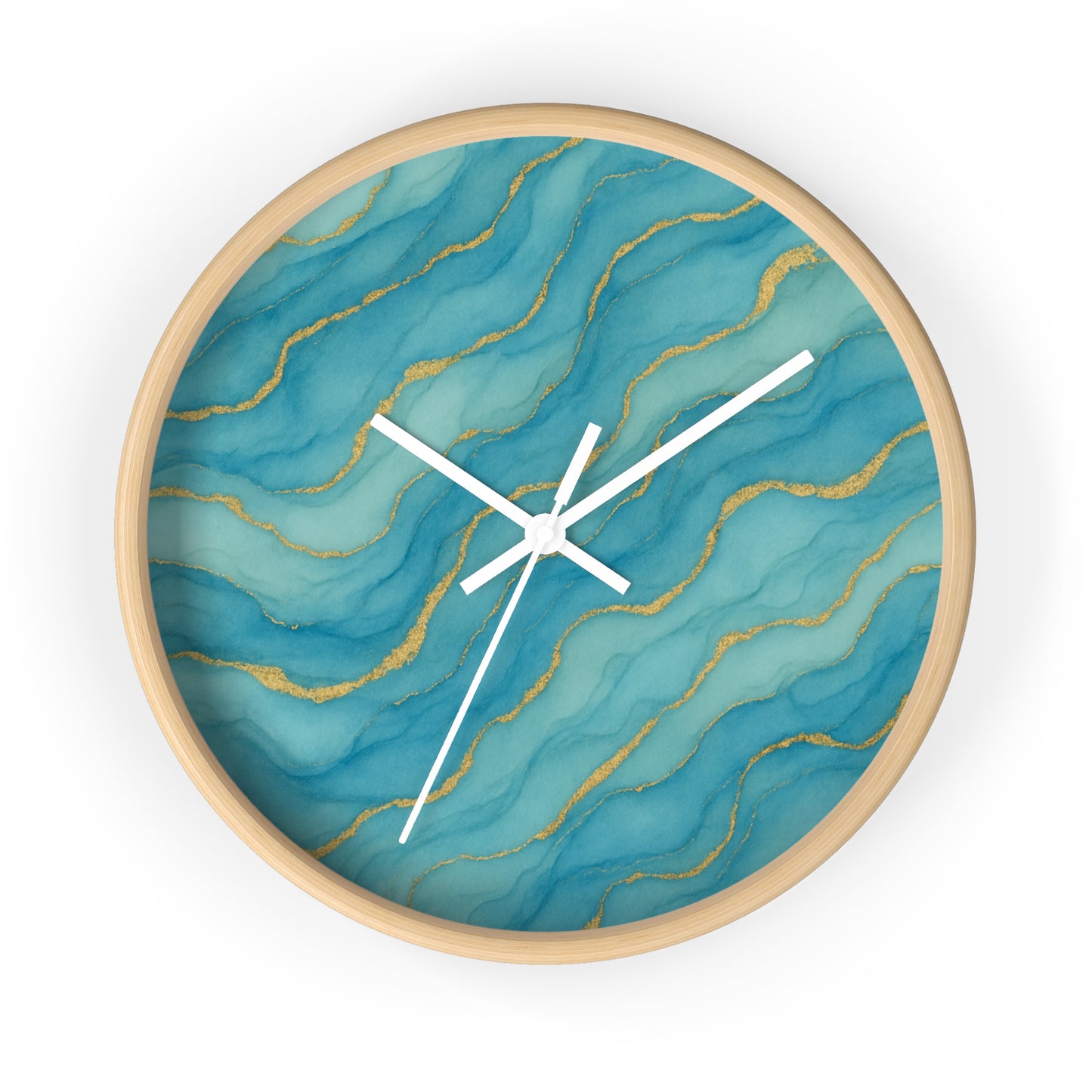 Marbled Flow Wall Clock – Aqua Vein