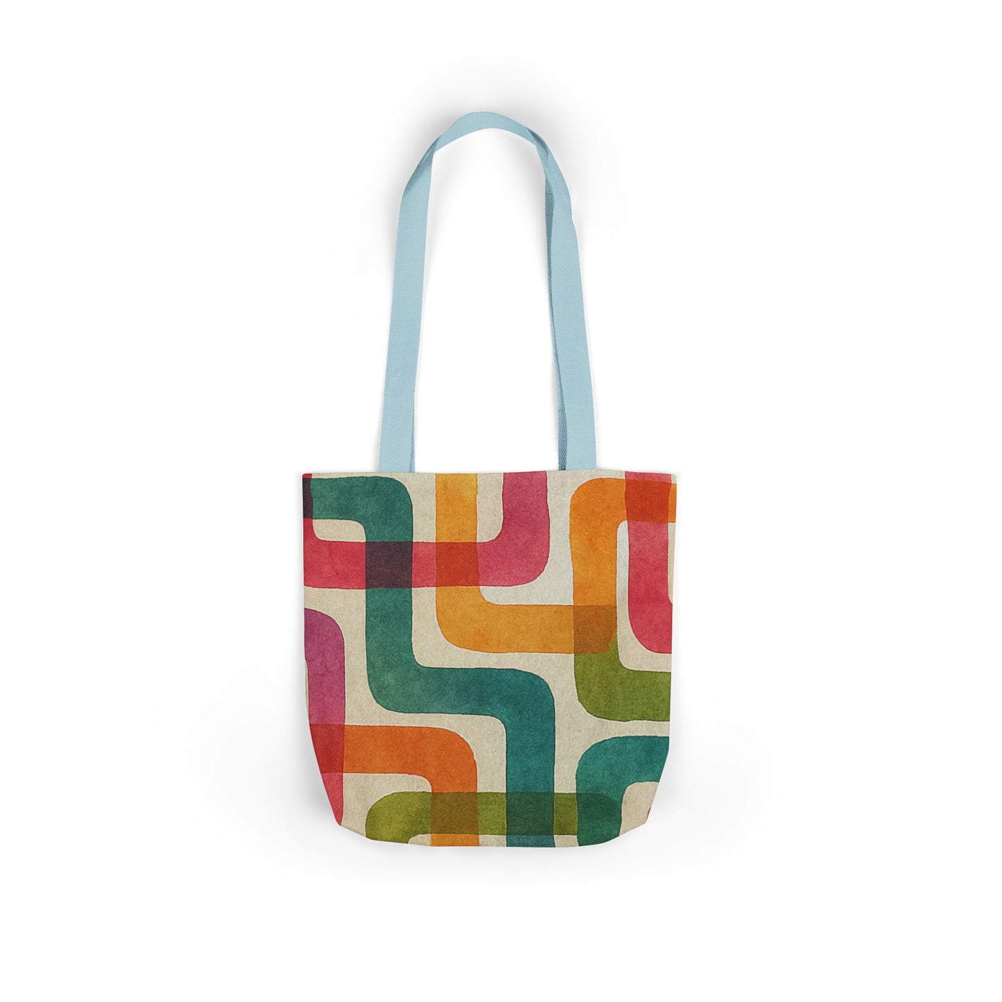 Retro Color Curves Canvas Tote Bag with 5-Color Straps -