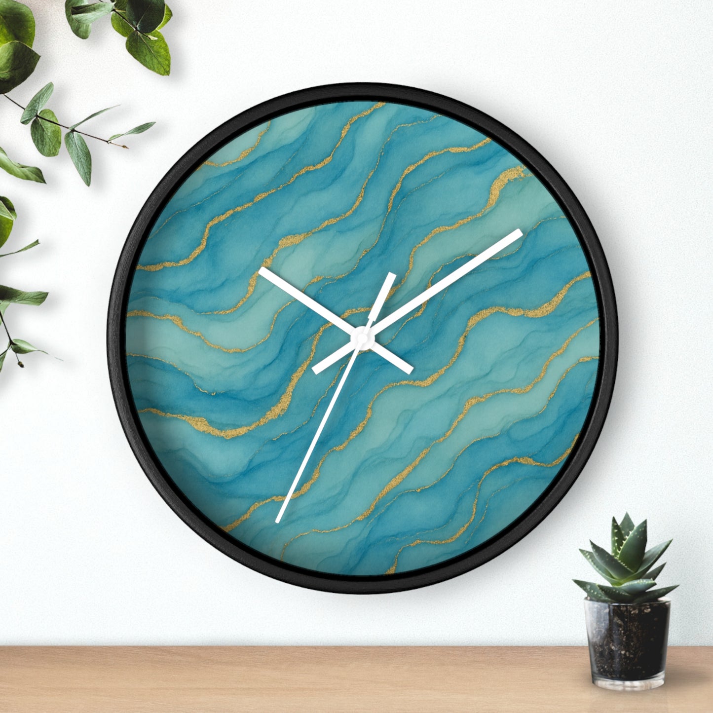 Marbled Flow Wall Clock – Aqua Vein