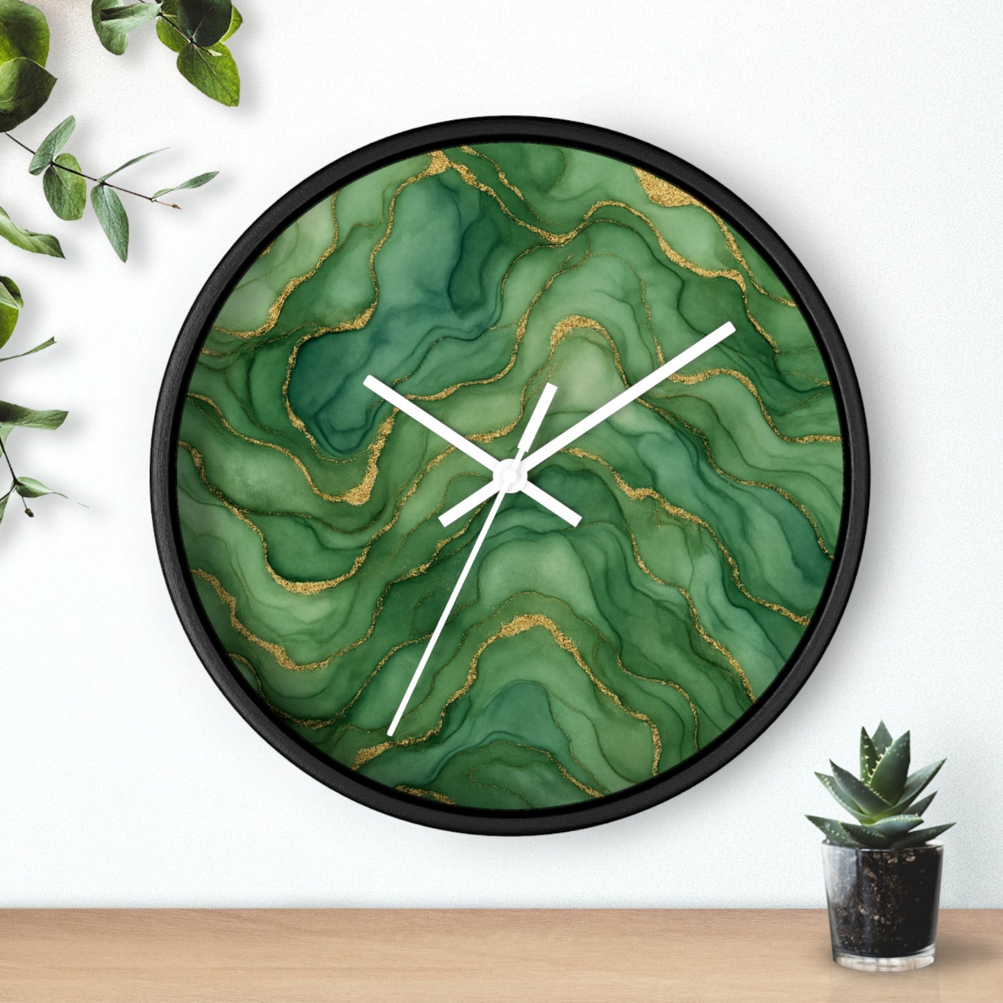 Marbled Flow Wall Clock – Verdant Layer