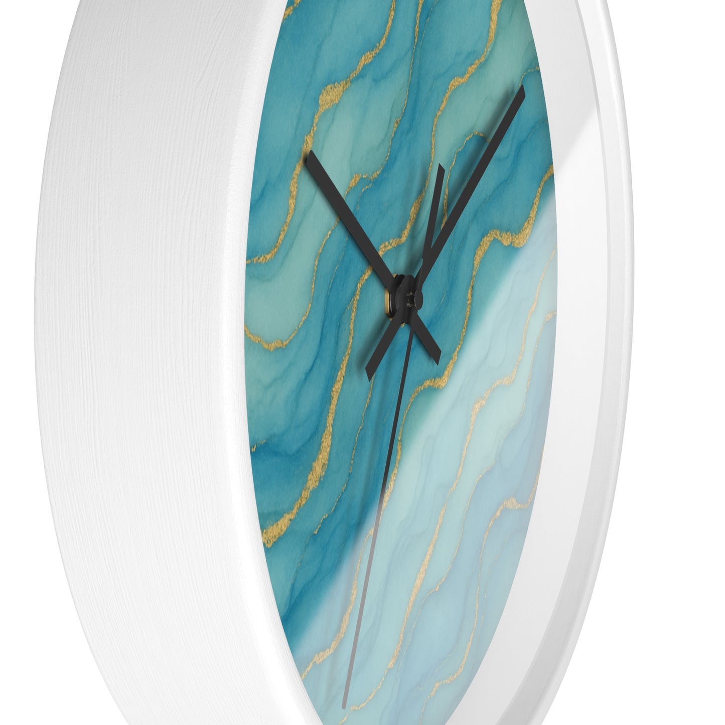 Marbled Flow Wall Clock – Aqua Vein