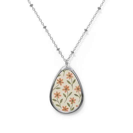 Meadow Bloom - Oval Necklace - Rose Glow