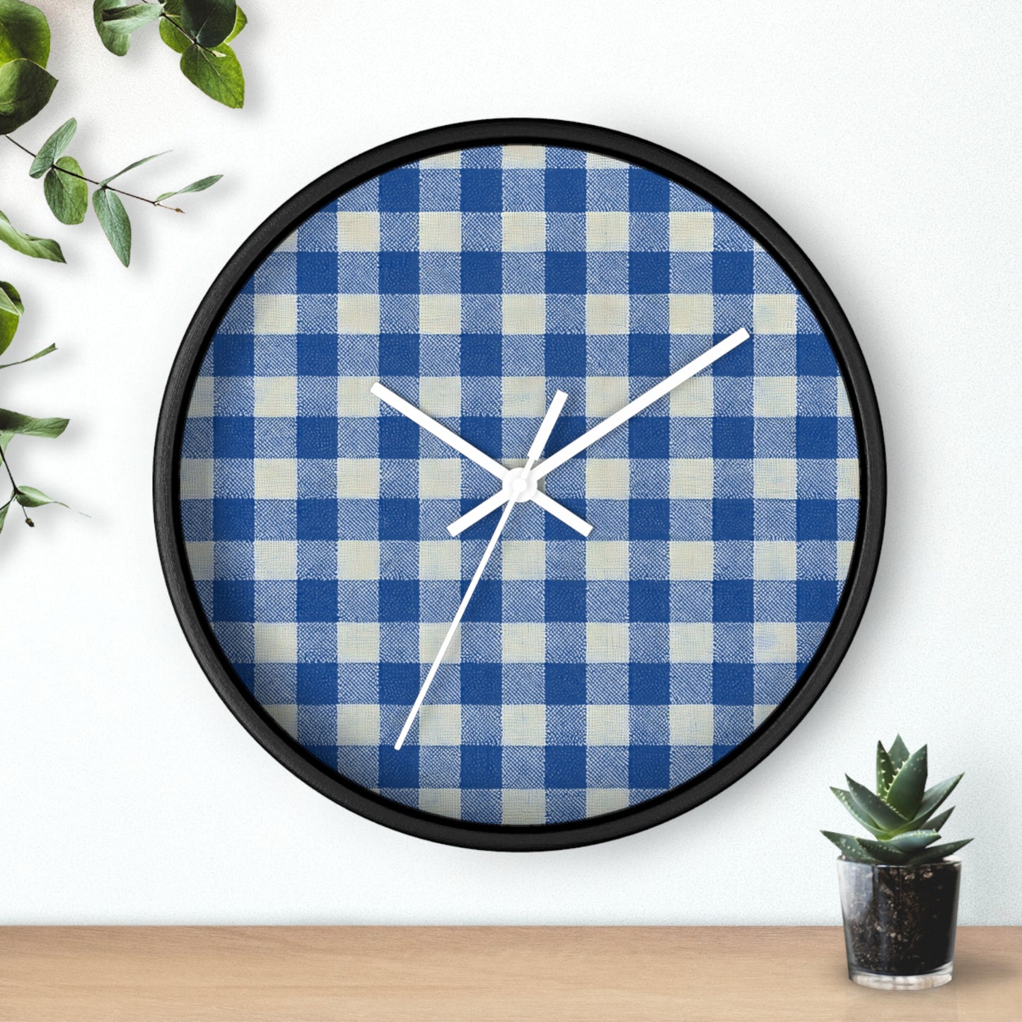 Heritage Check Wall Clock - Blue