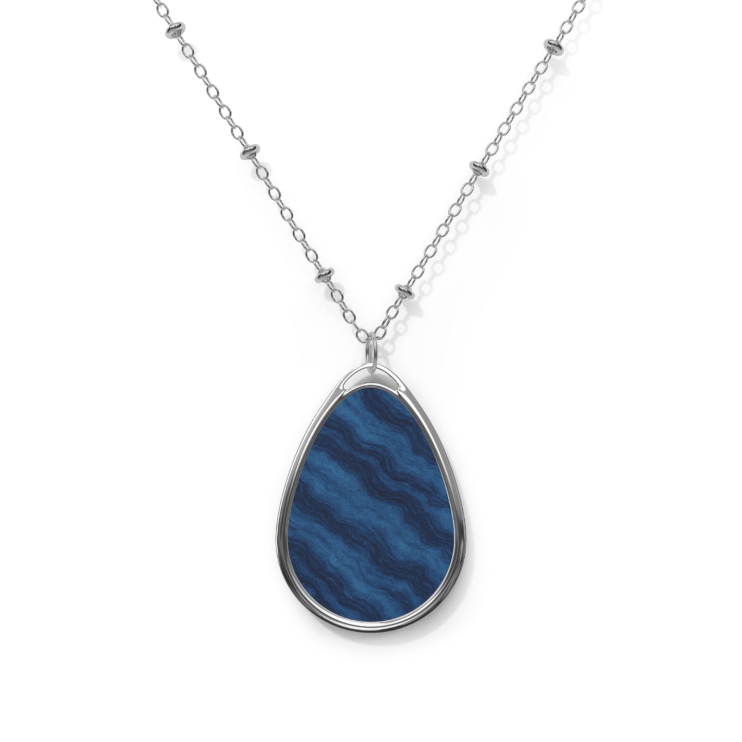 Wavy Stride Oval Necklace – Deep Indigo