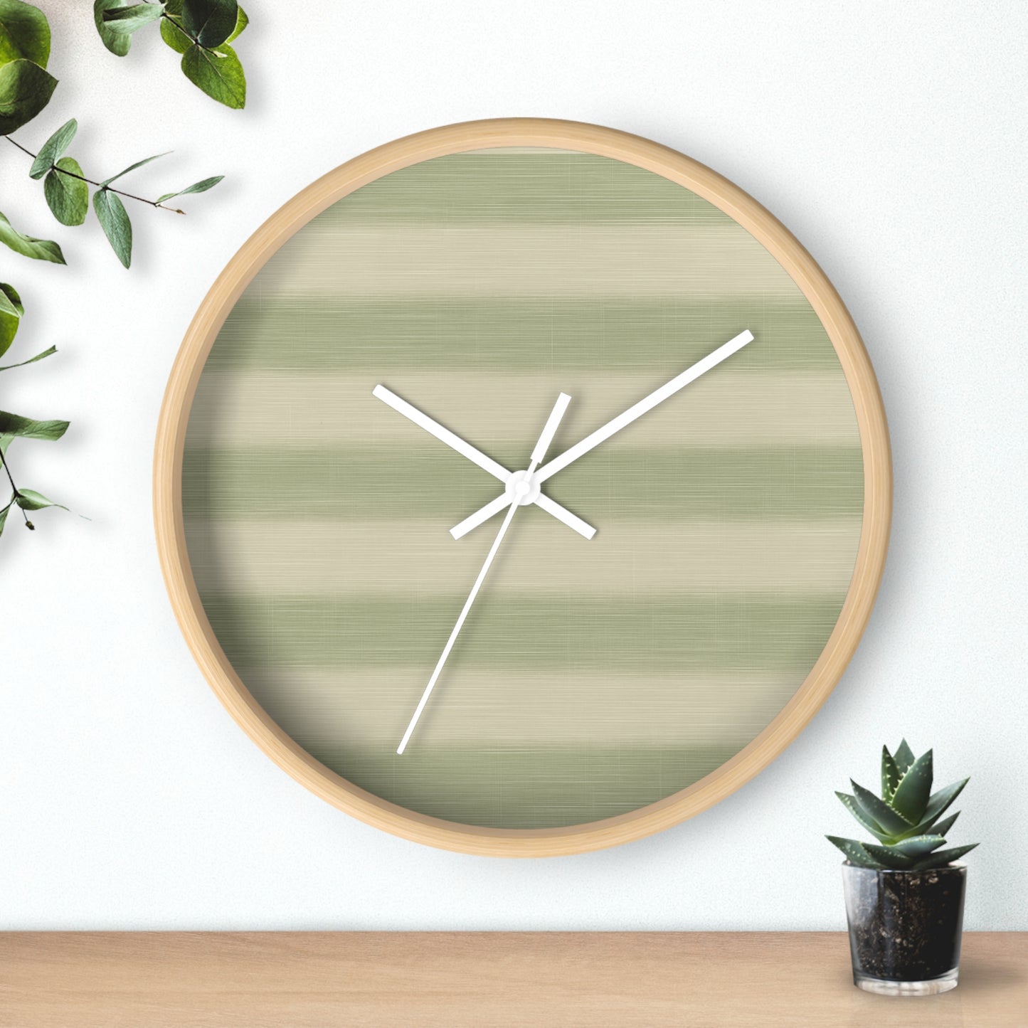 Loom Light Stripes Wall Clock – Sage Fade