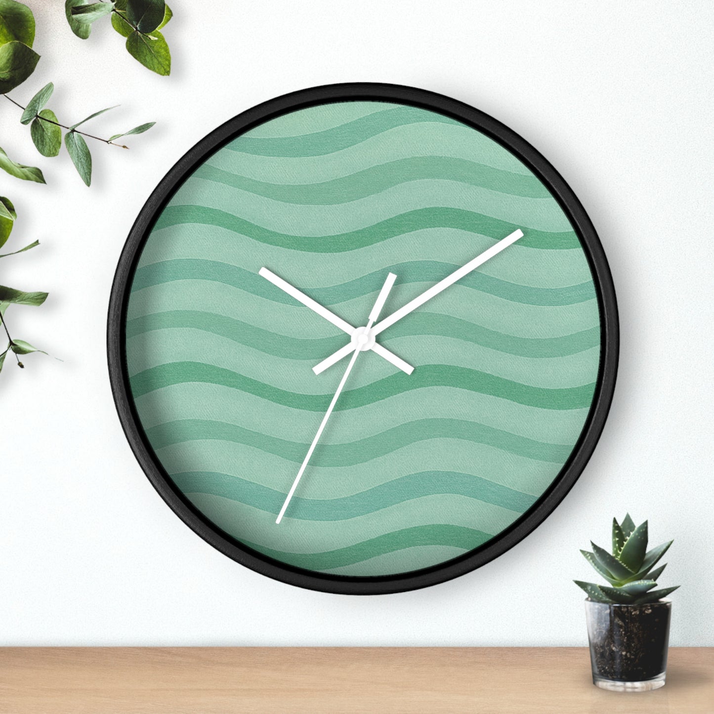 Wavy Stride Wall Clock - Green Meadow