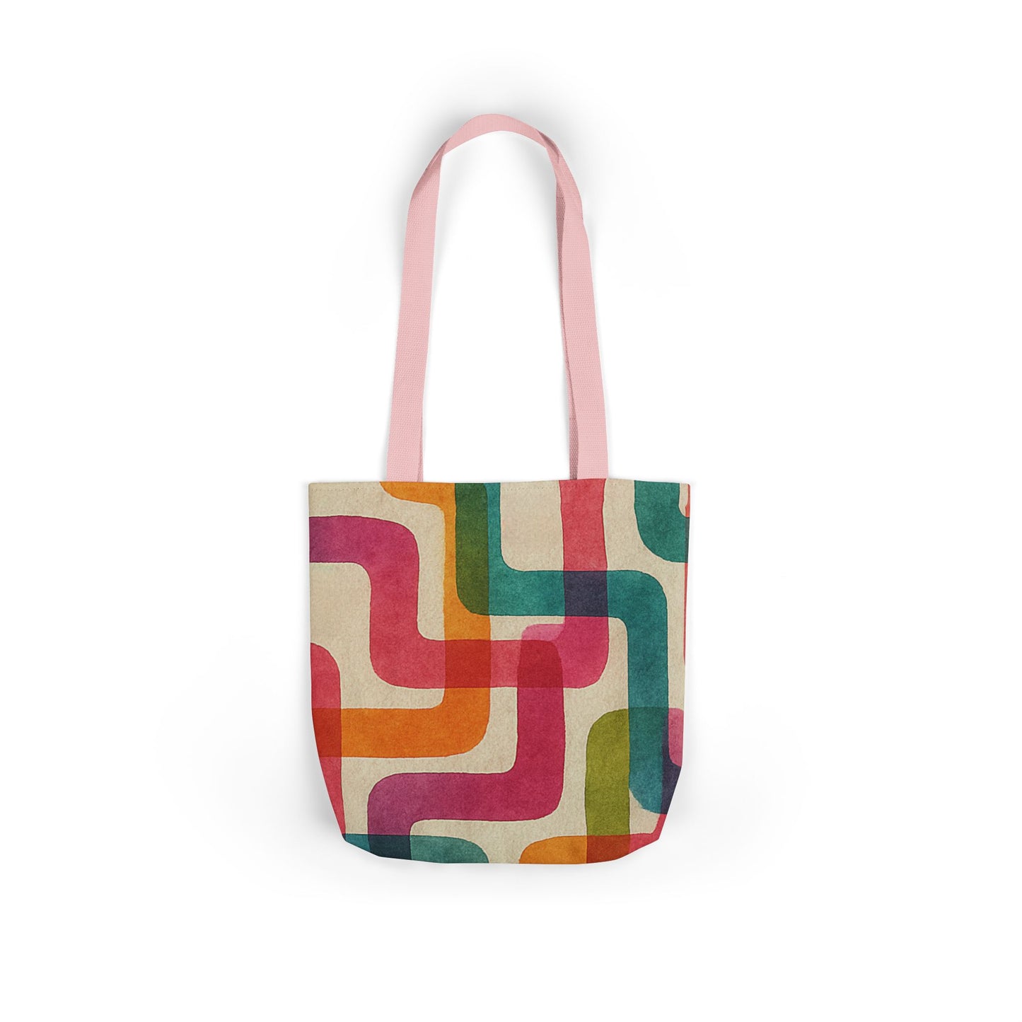 Retro Color Curves Canvas Tote Bag with 5-Color Straps -