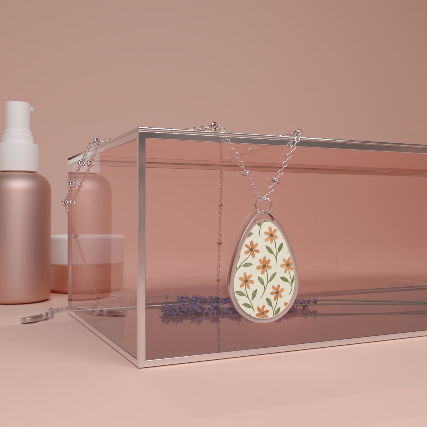 Meadow Bloom - Oval Necklace - Rose Glow
