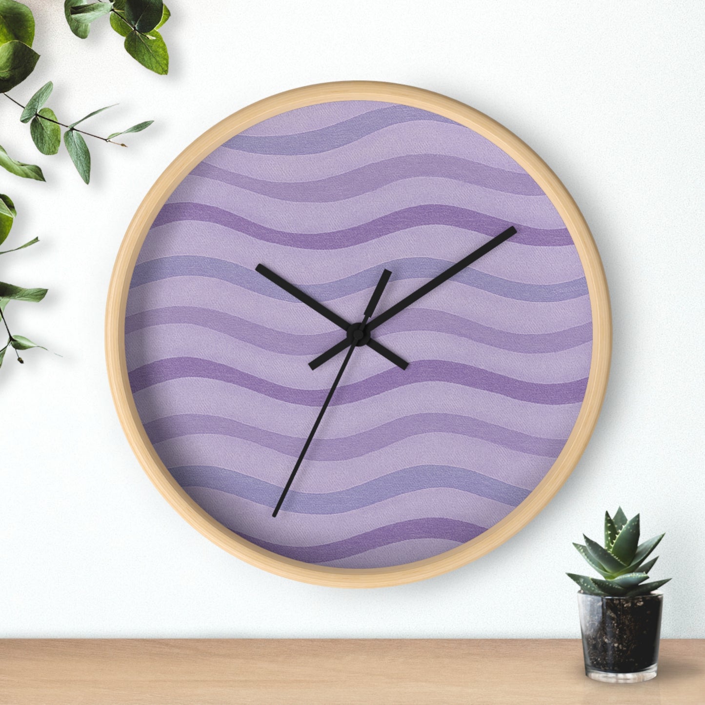 Wavy Stride Wall Clock - Lavender Dusk