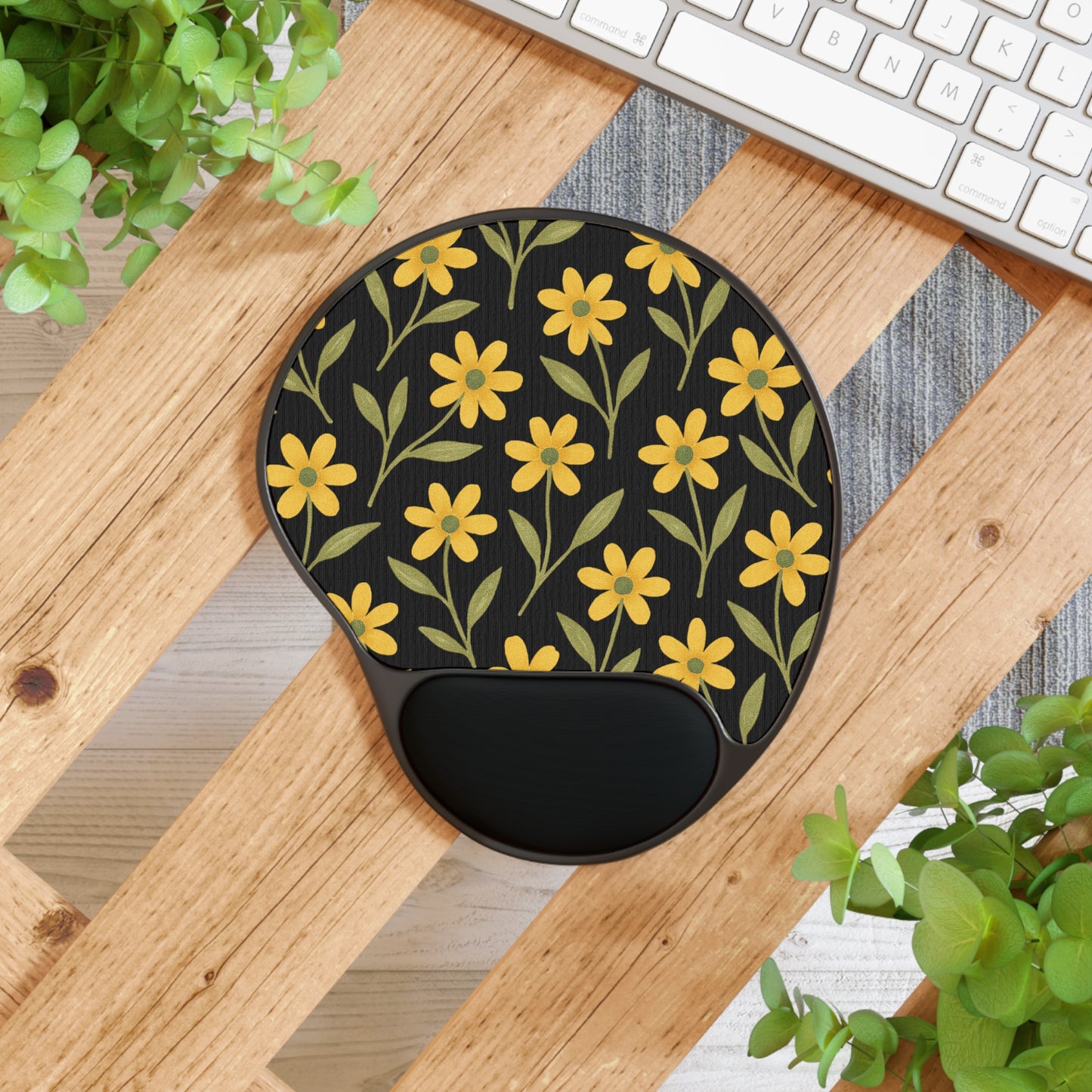 Floral Mouse Pad with Wrist Rest