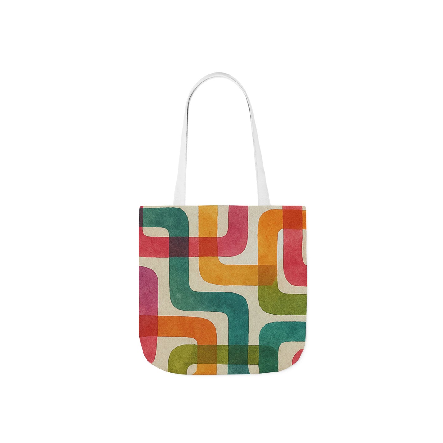 Retro Color Curves Canvas Tote Bag with 5-Color Straps -