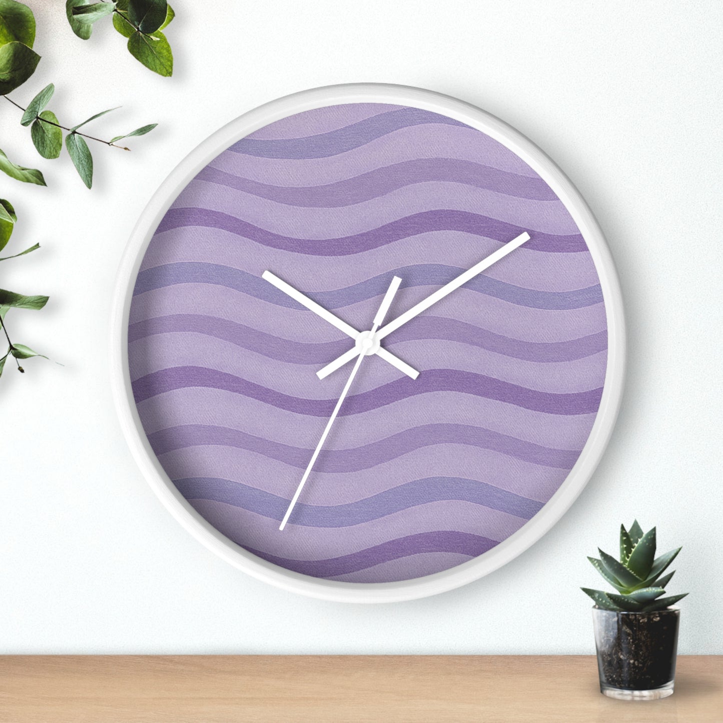 Wavy Stride Wall Clock - Lavender Dusk