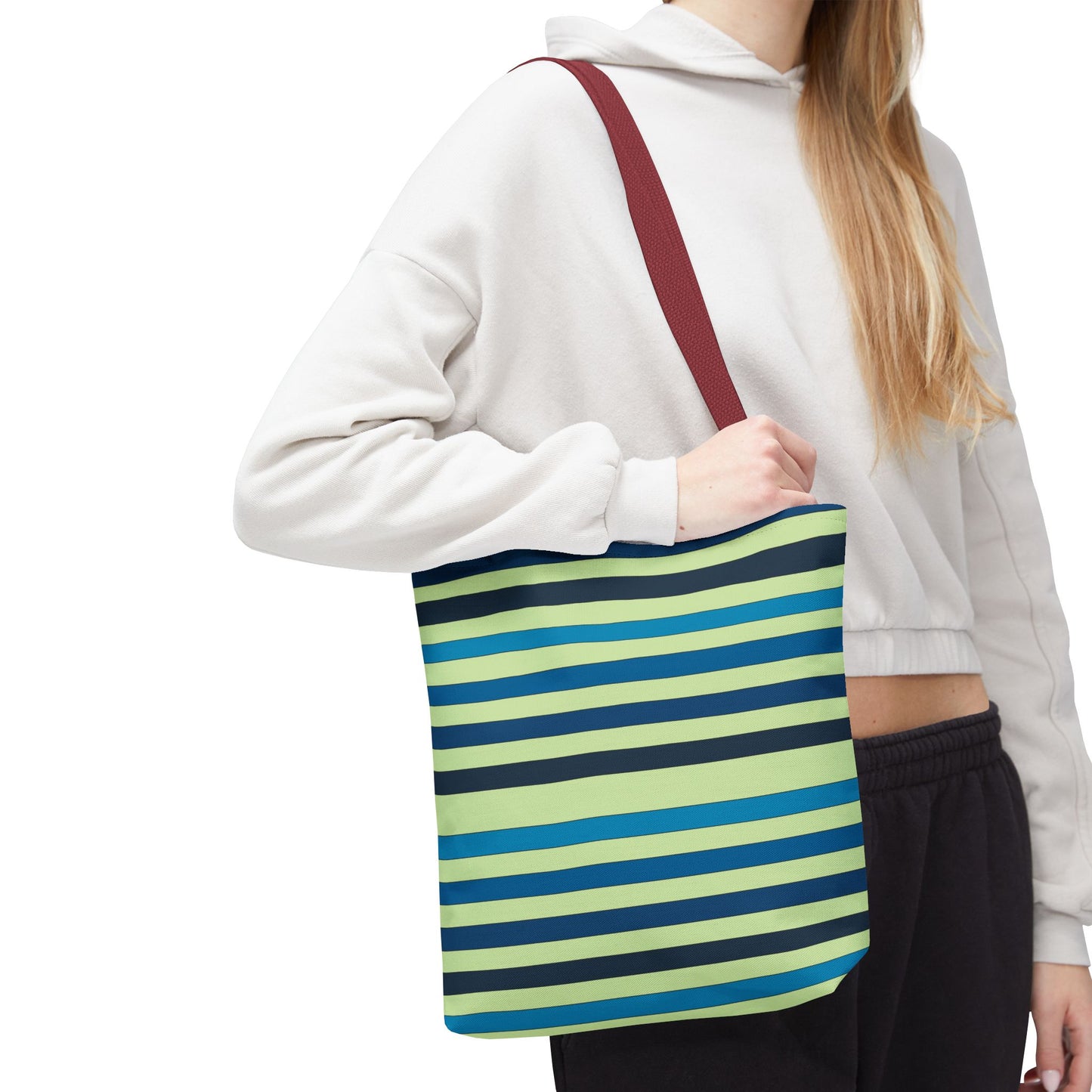Green/Blue Ocean Breeze StripesTote Bag