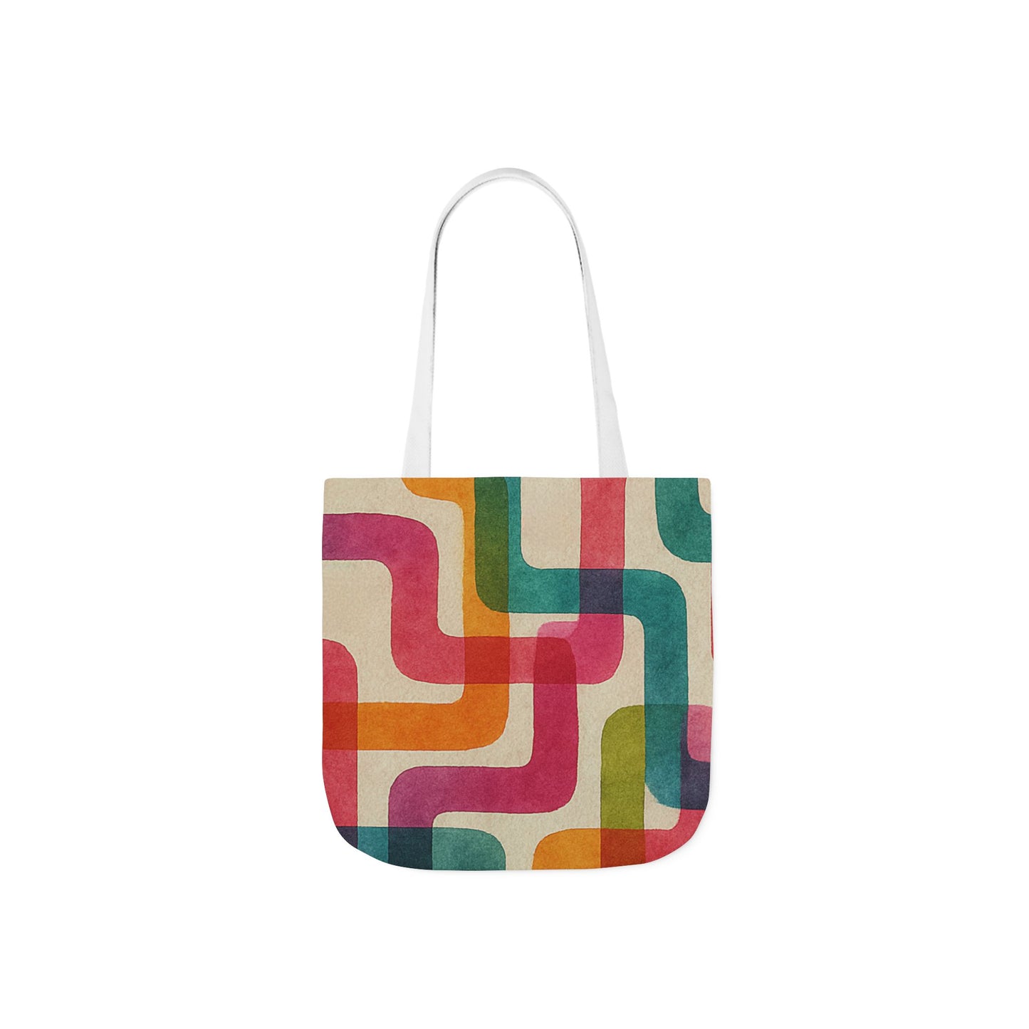 Retro Color Curves Canvas Tote Bag with 5-Color Straps -