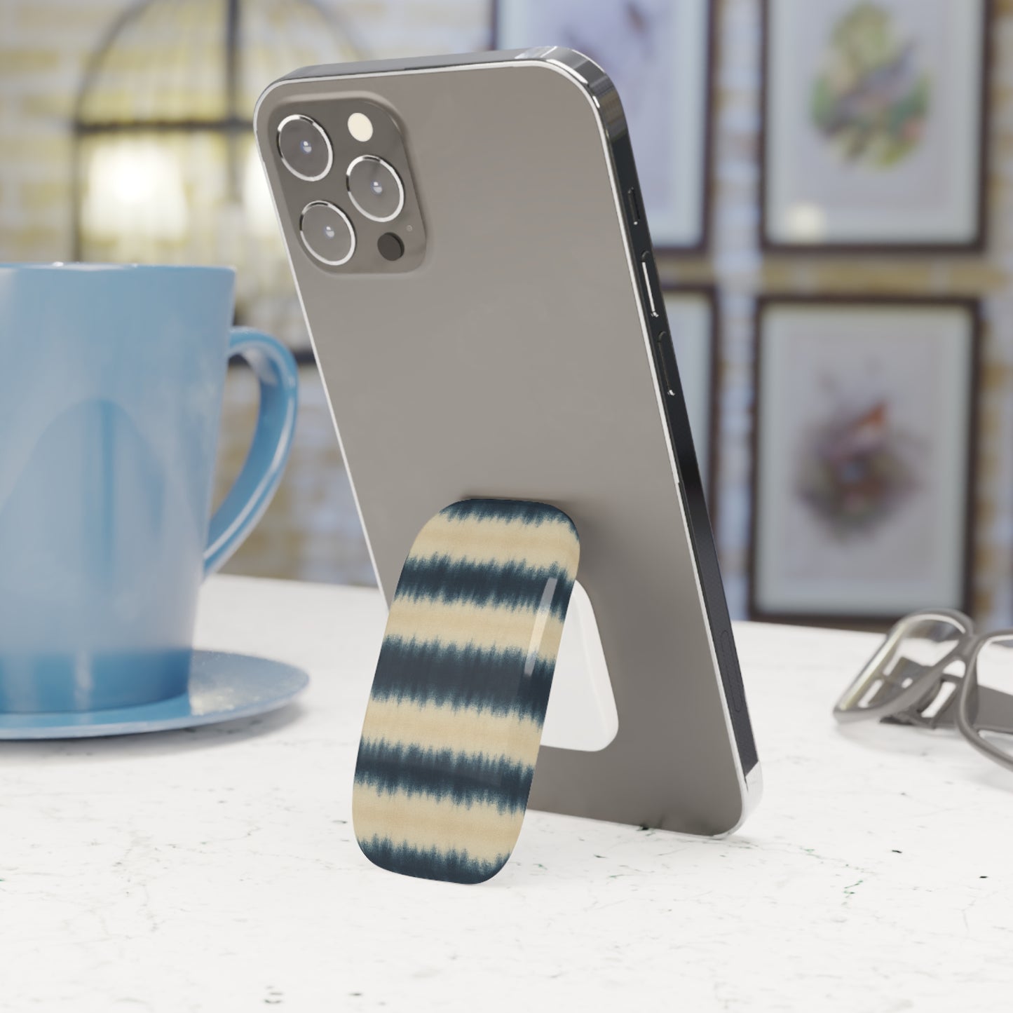 Indigo Tie-Dye Phone Grip – Click-On Stand & Easy Hold