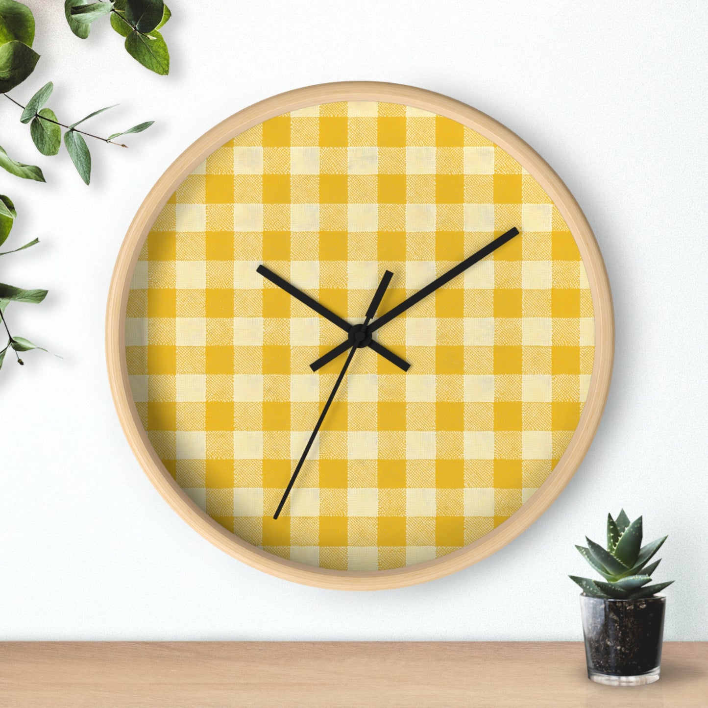 Heritage Check Wall Clock - Yellow