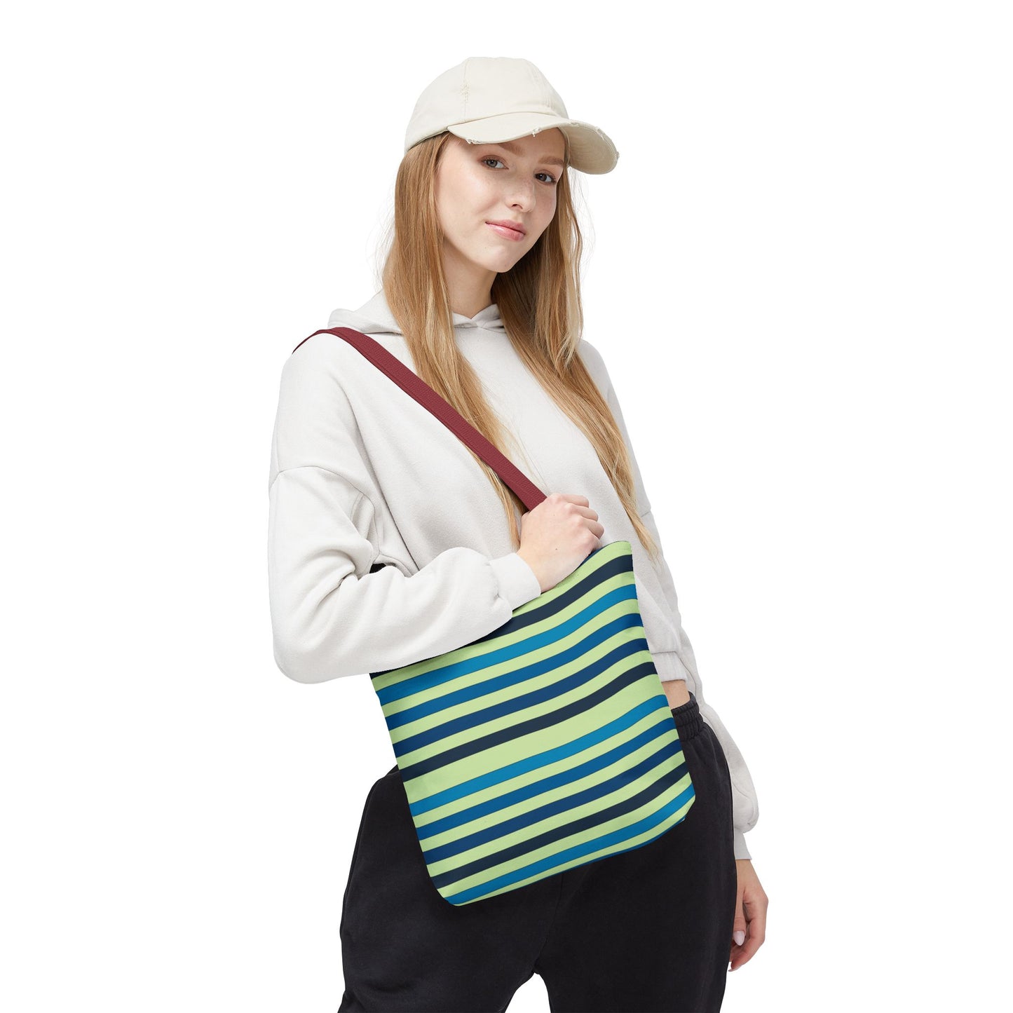 Green/Blue Ocean Breeze StripesTote Bag