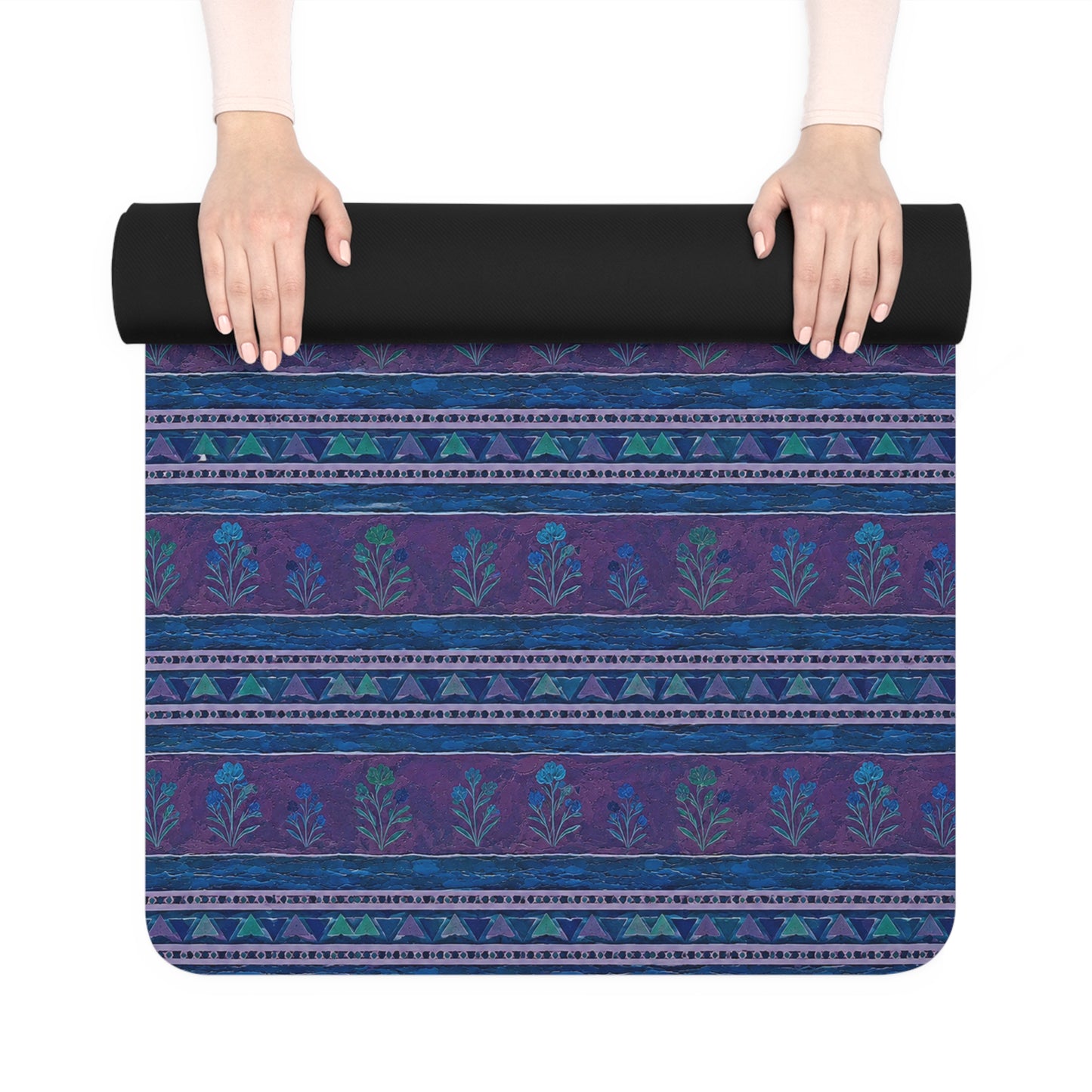 Yoga Mat — Boho Indigo Tribal Pattern Non-Slip Rubber Yoga Mat