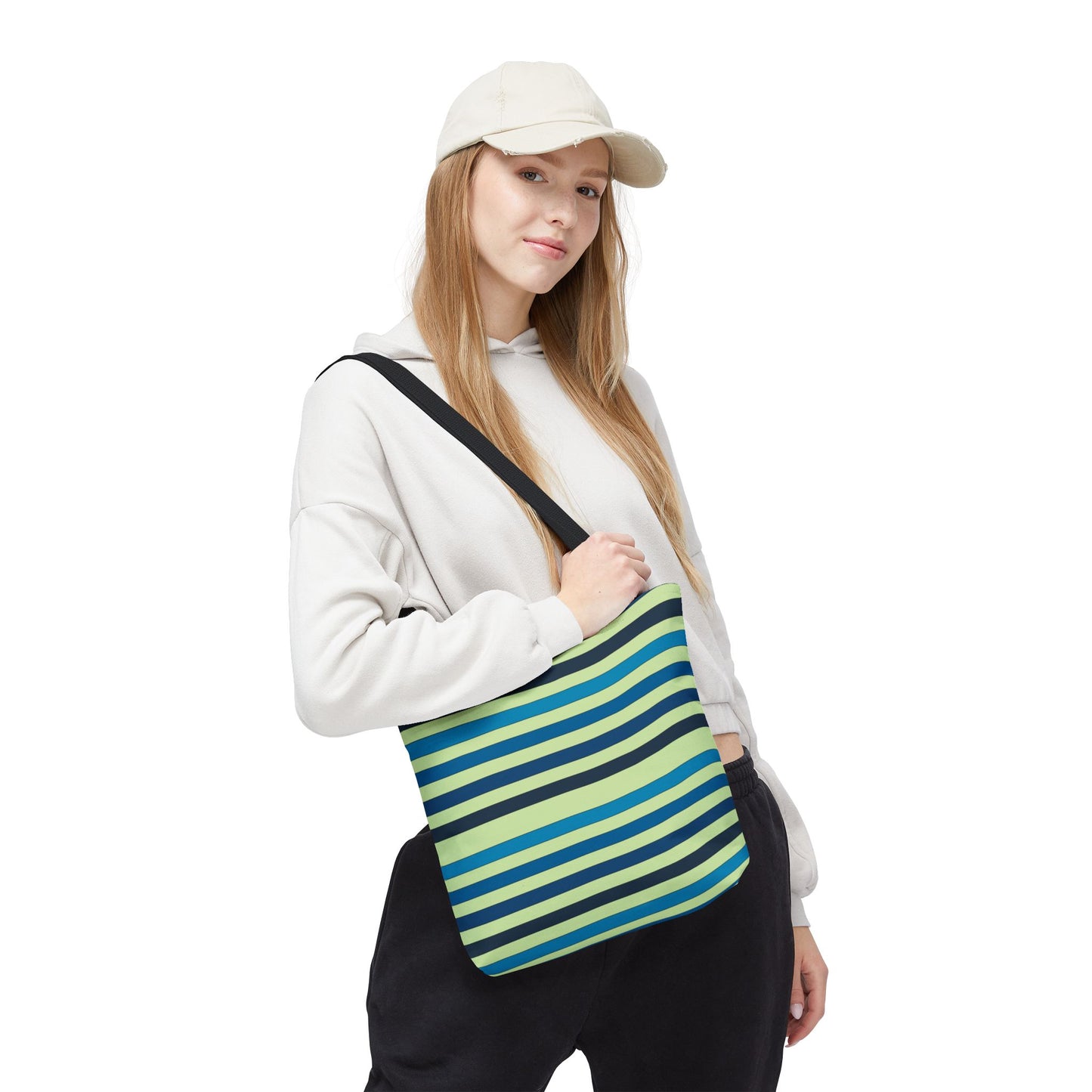 Green/Blue Ocean Breeze StripesTote Bag