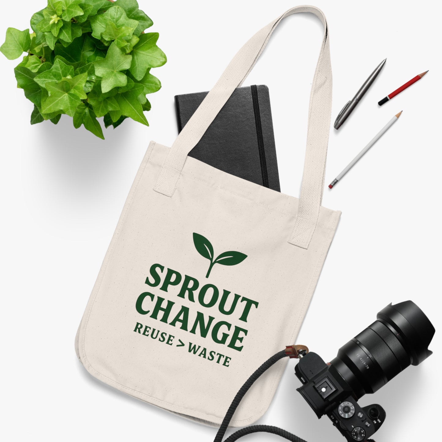 Sprout Change. Reuse > Waste Tote Bag - Eco Tote Pledge w/ Logo