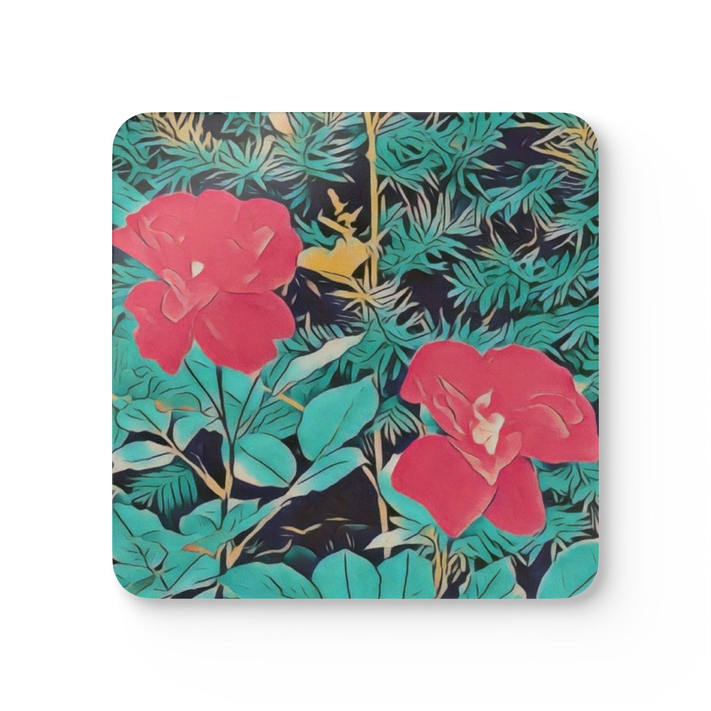 Flowers v2 (Original Photo Edit) Corkwood Coaster Set