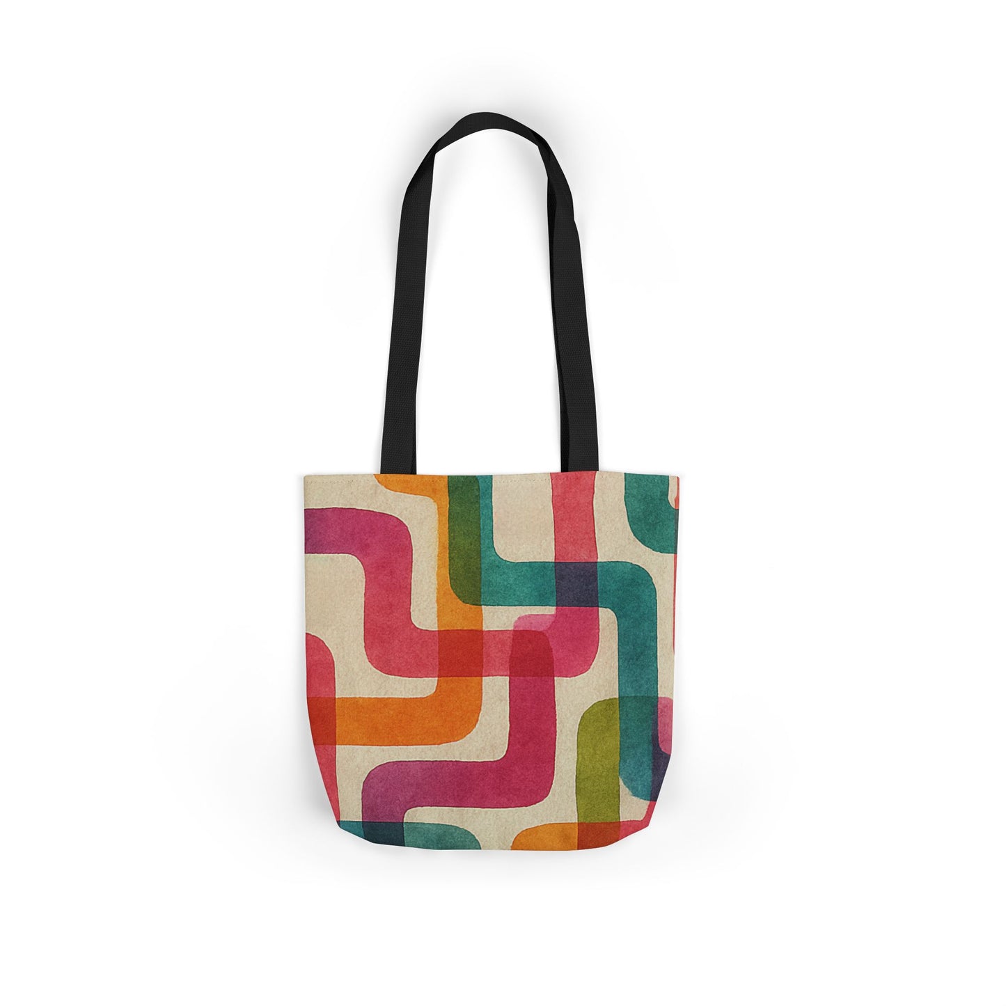 Retro Color Curves Canvas Tote Bag with 5-Color Straps -