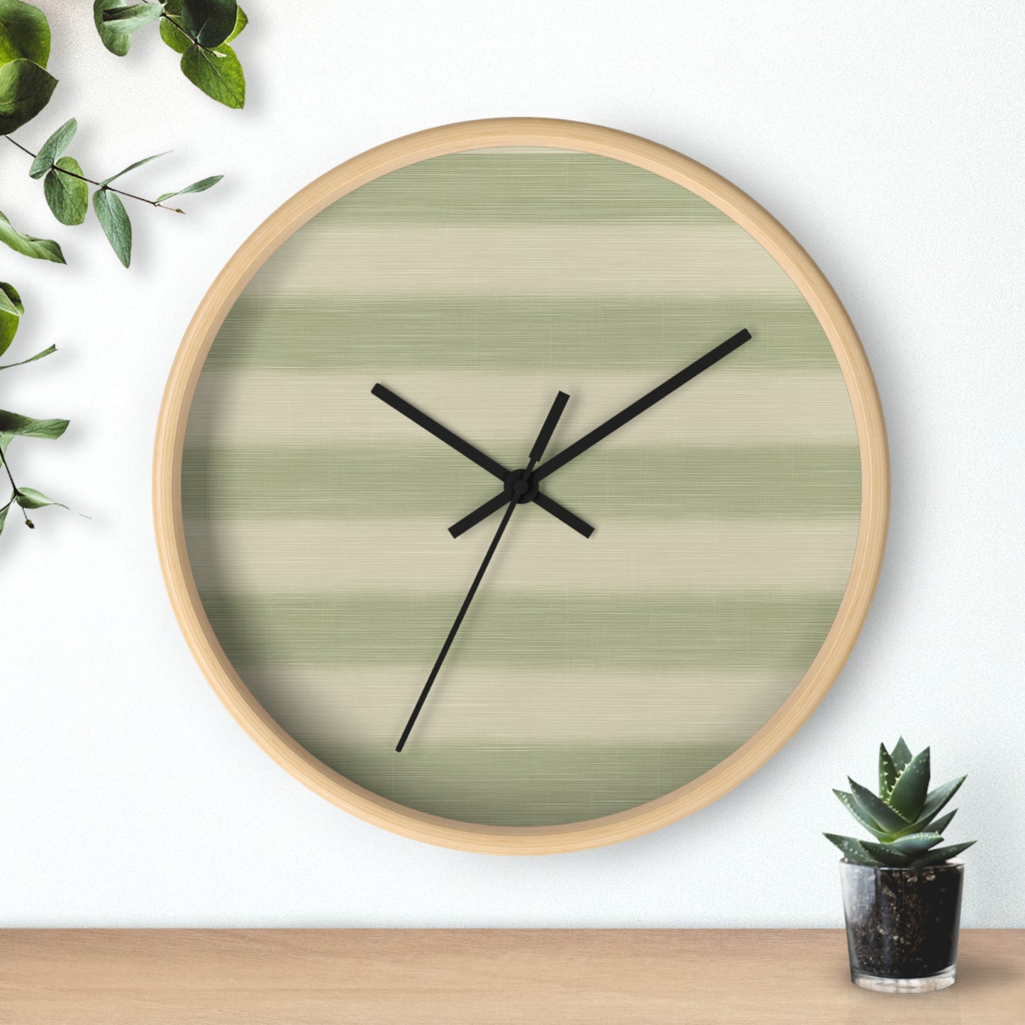 Loom Light Stripes Wall Clock – Sage Fade