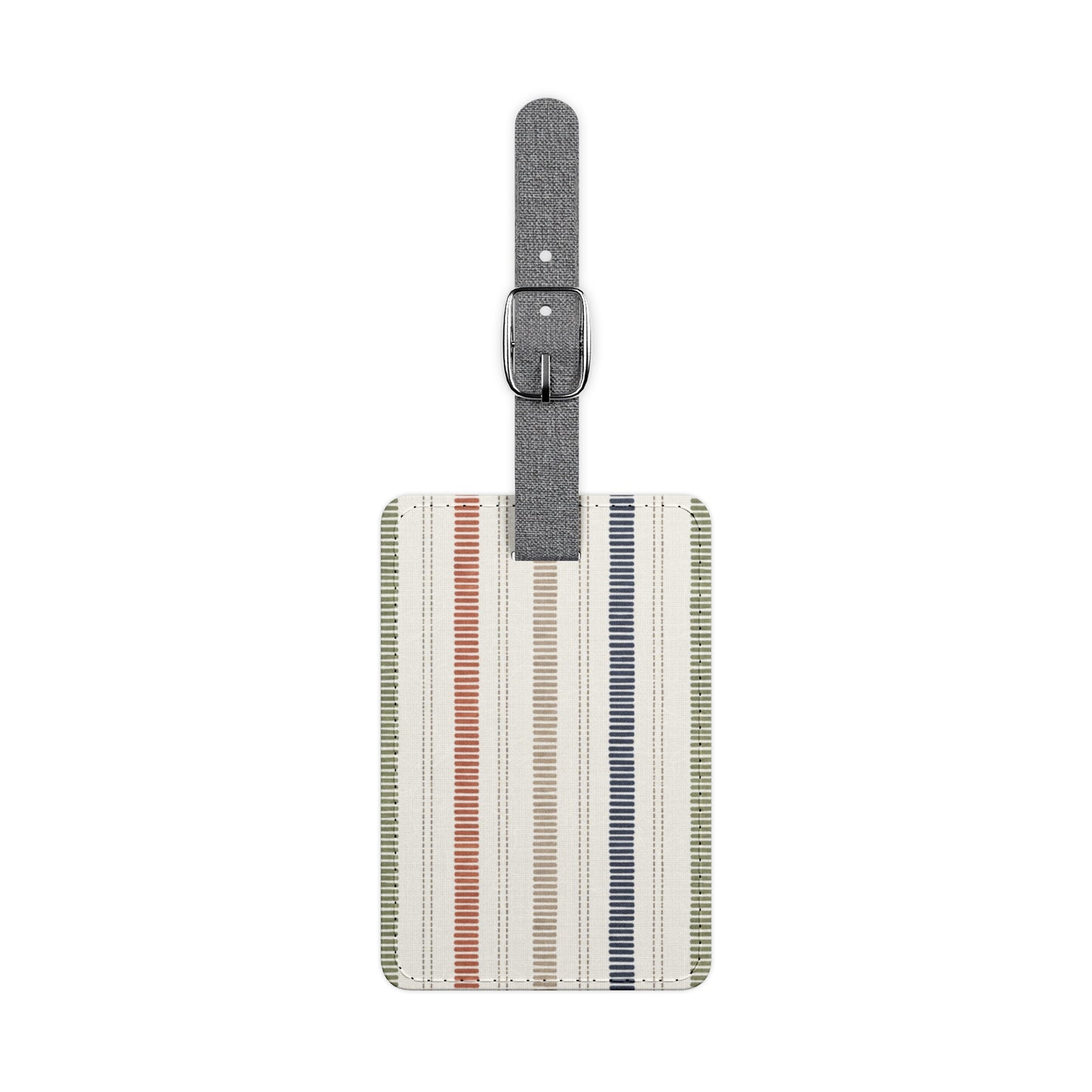 Striped Saffiano Luggage Tag — Classic Neutral Travel ID