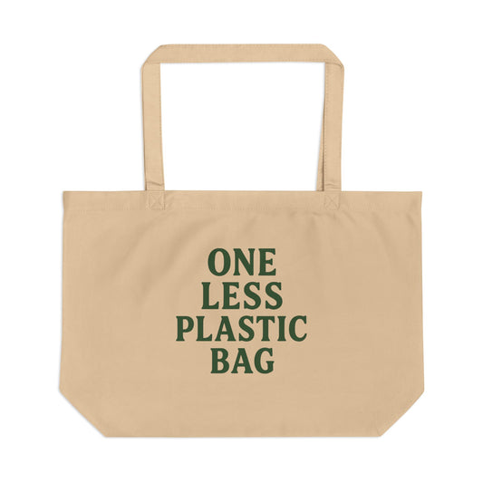 One Less Plastic Bag Large Tote Bag - Eco Statement Series by Palette & Grove