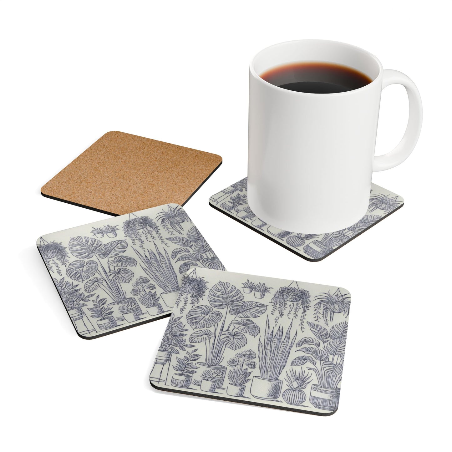 Botanical Breeze Corkwood Coaster Set