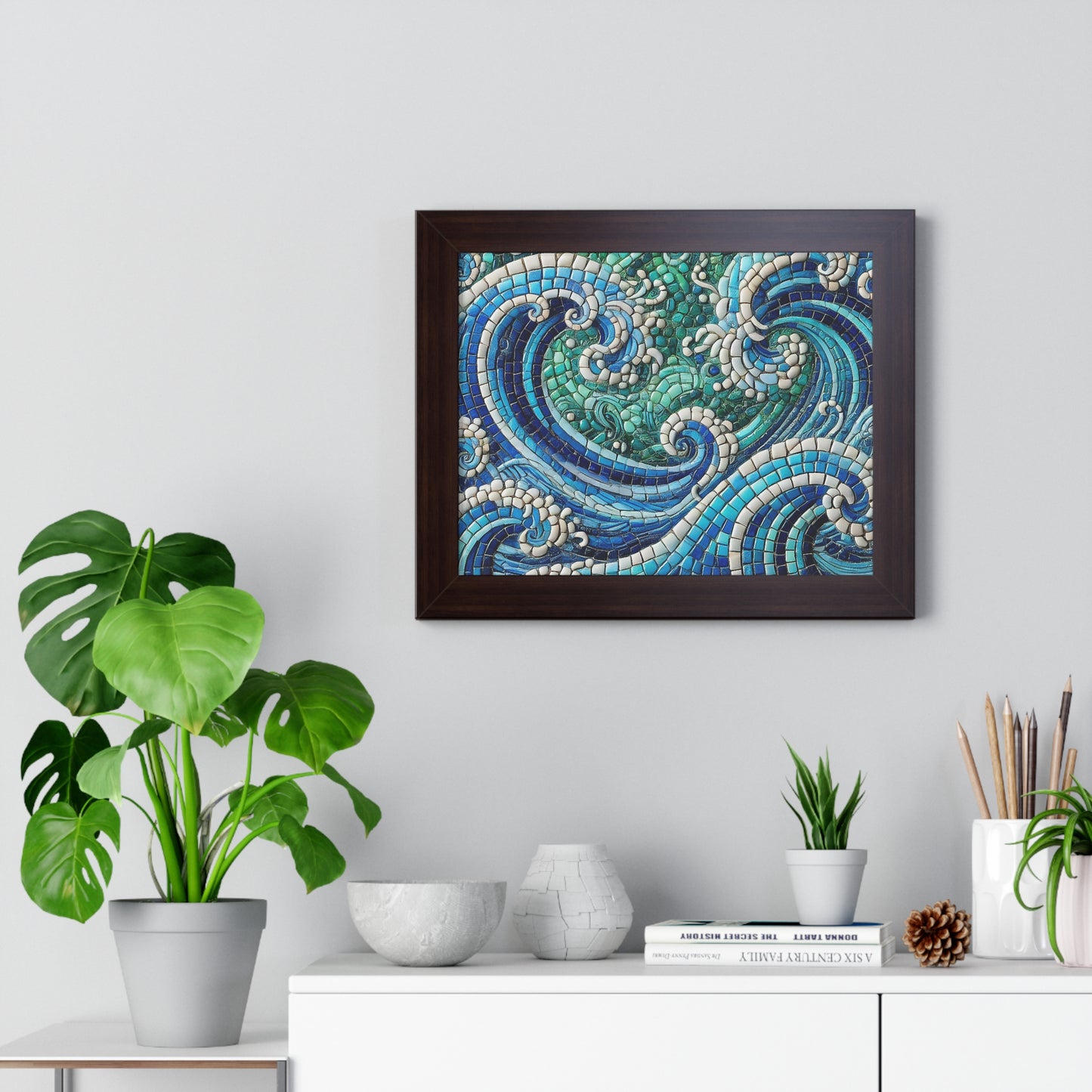 Ocean Waves Mosaic Framed Poster