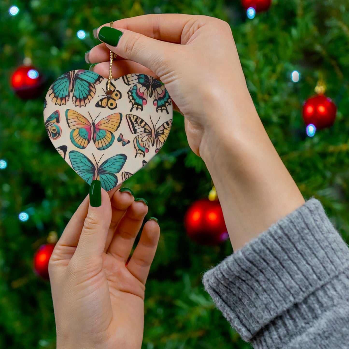 Butterfly Bliss Ceramic Ornament, 4 Shapes
