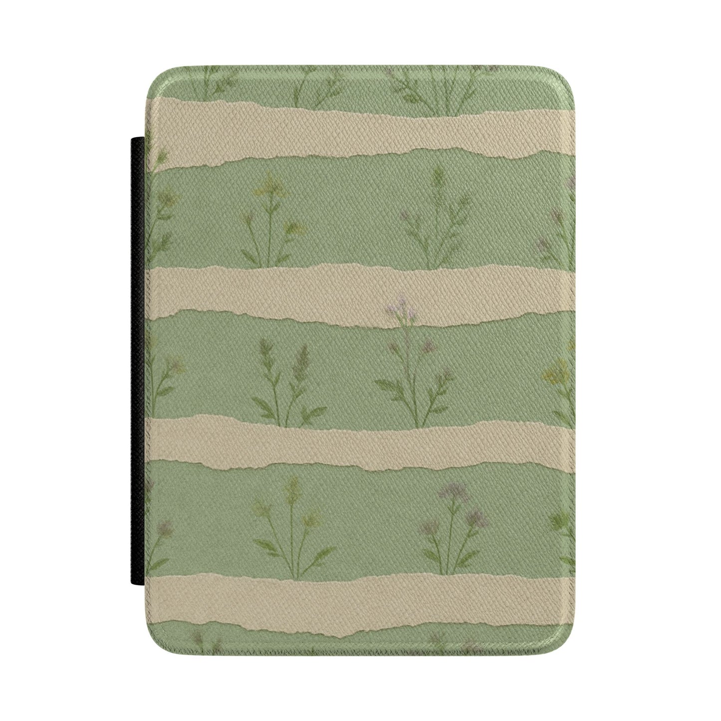 Botanical Stripe Kindle Case — Green Floral E-Reader Cover