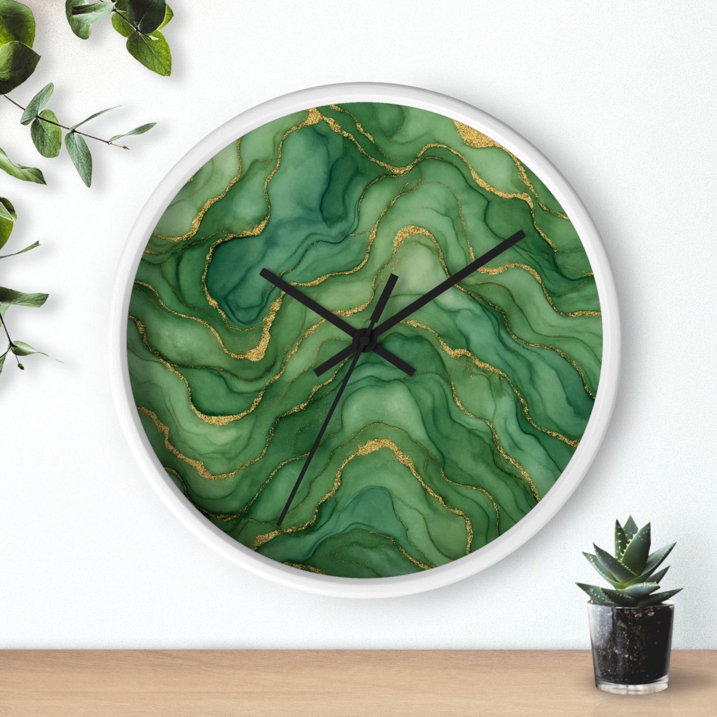 Marbled Flow Wall Clock – Verdant Layer