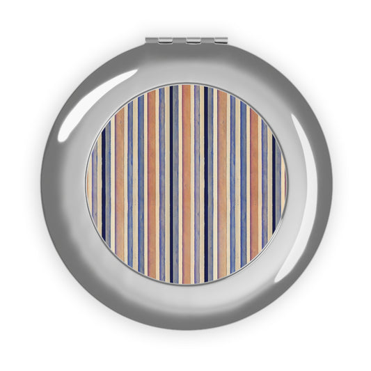 Compact Travel Mirror - Coastal Stripes Design