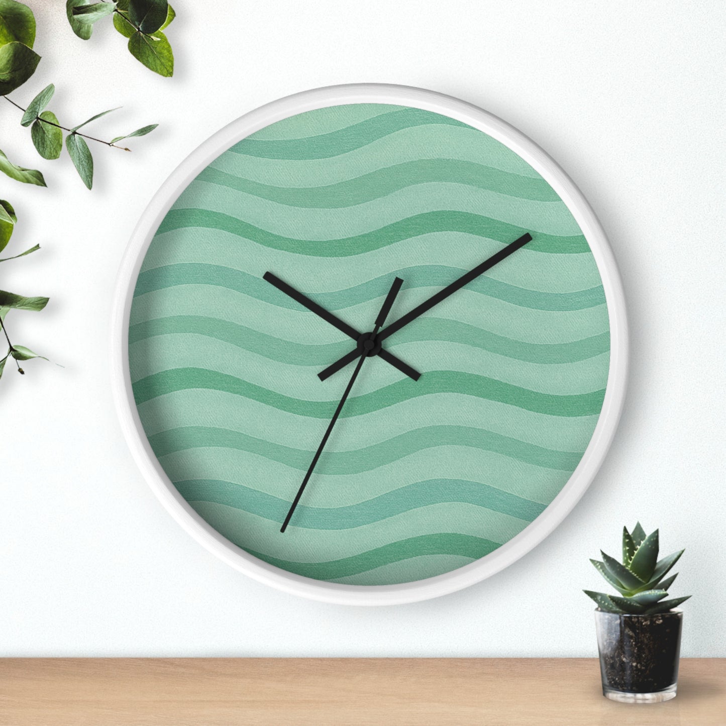 Wavy Stride Wall Clock - Green Meadow
