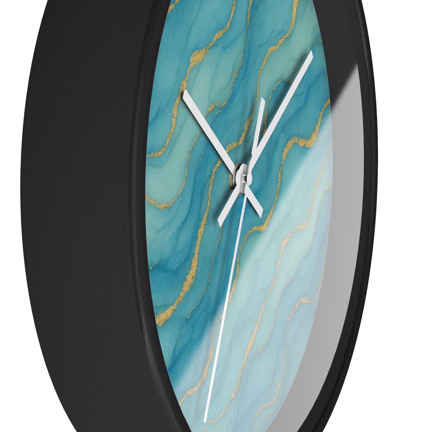 Marbled Flow Wall Clock – Aqua Vein