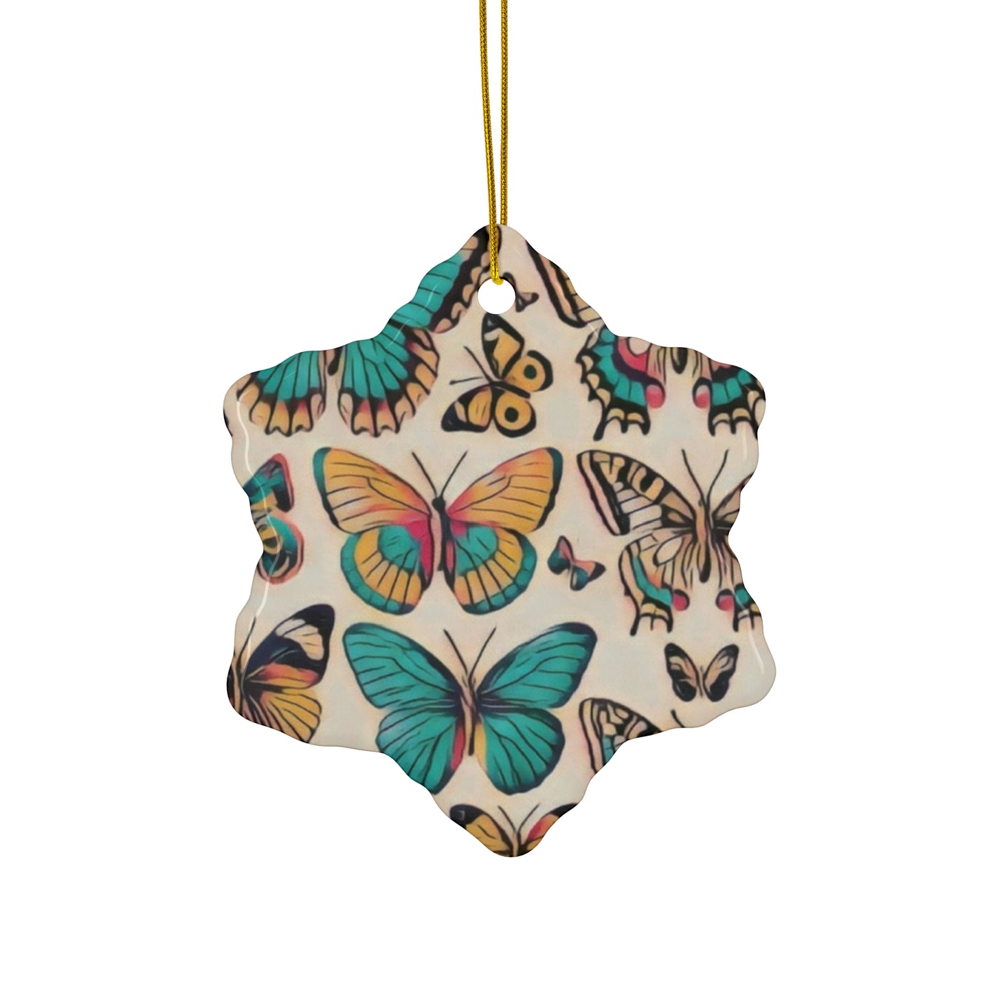 Butterfly Bliss Ceramic Ornament, 4 Shapes