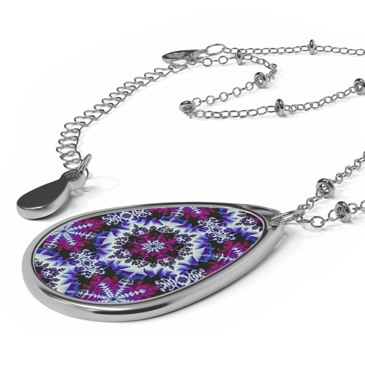 Colorful Mandala Oval Necklace for Boho Style Lovers