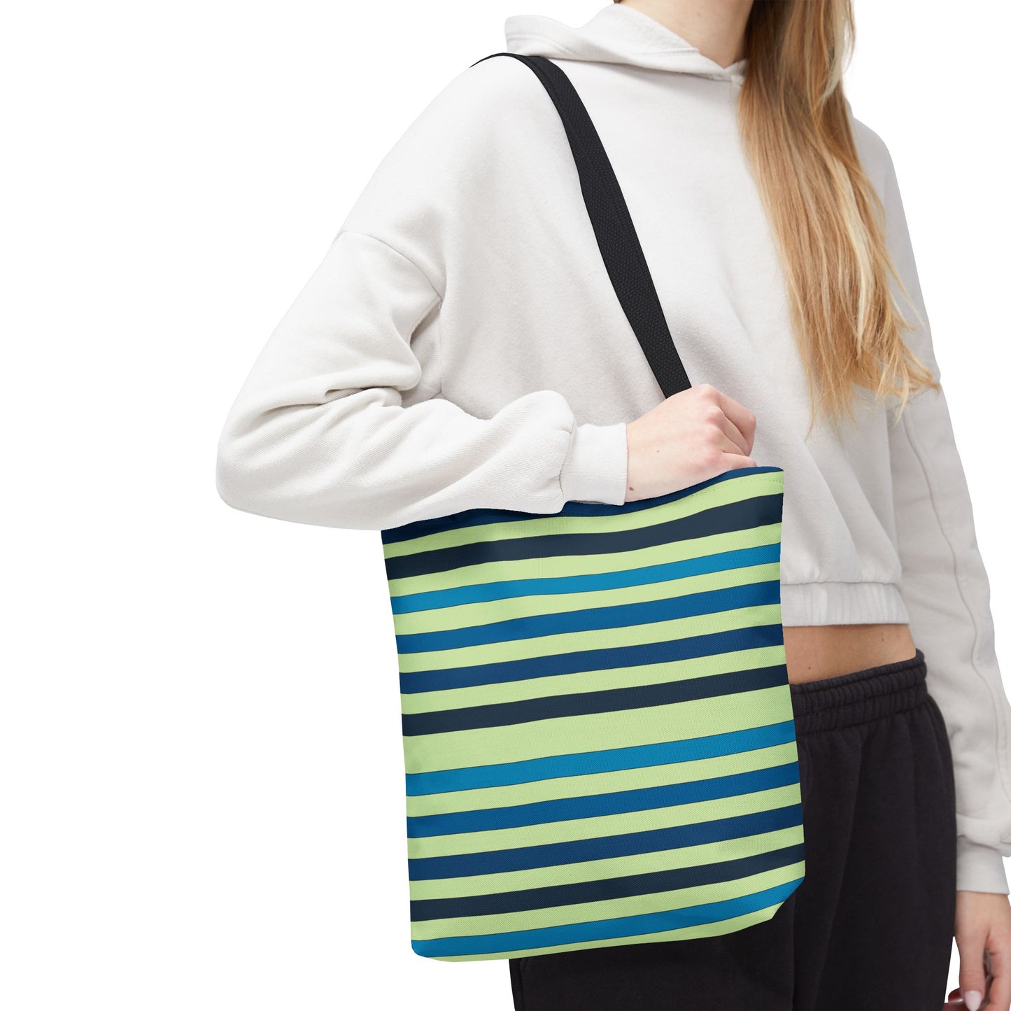 Green/Blue Ocean Breeze StripesTote Bag