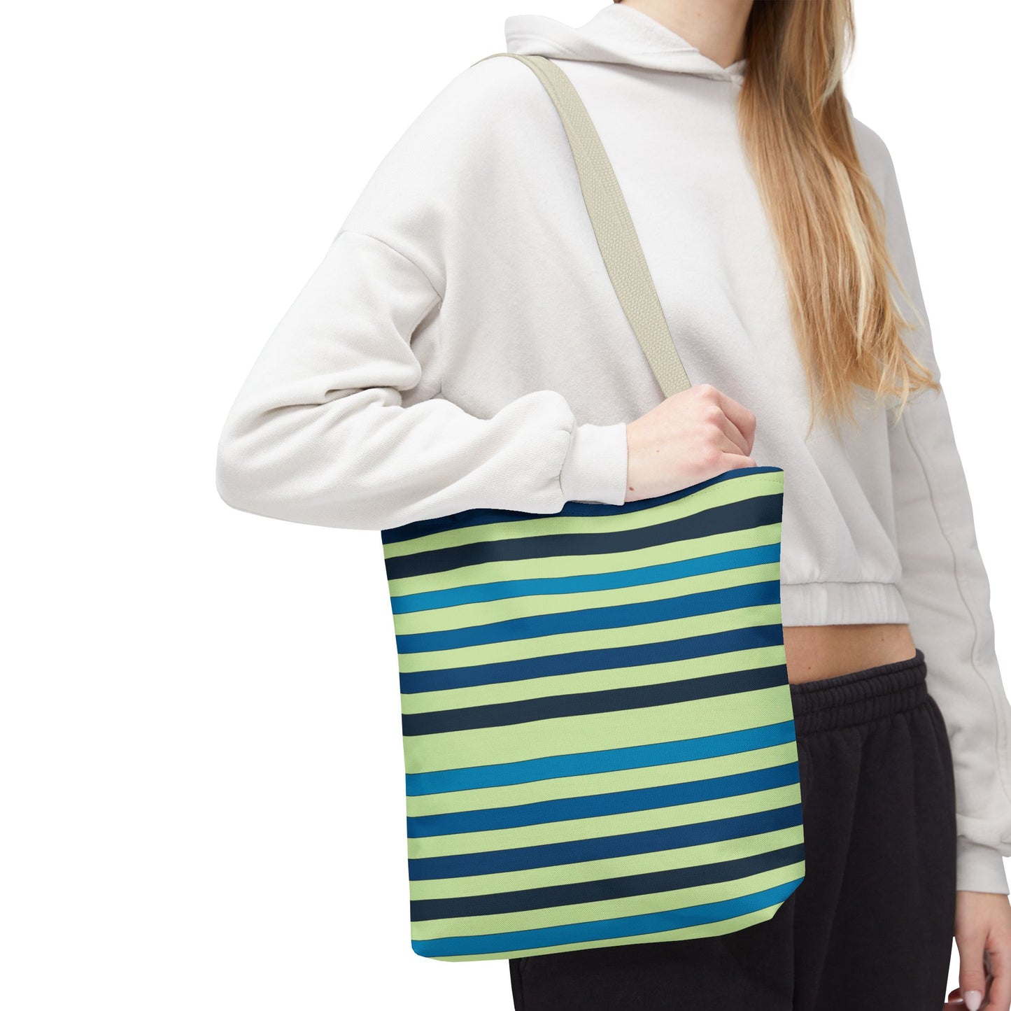 Green/Blue Ocean Breeze StripesTote Bag