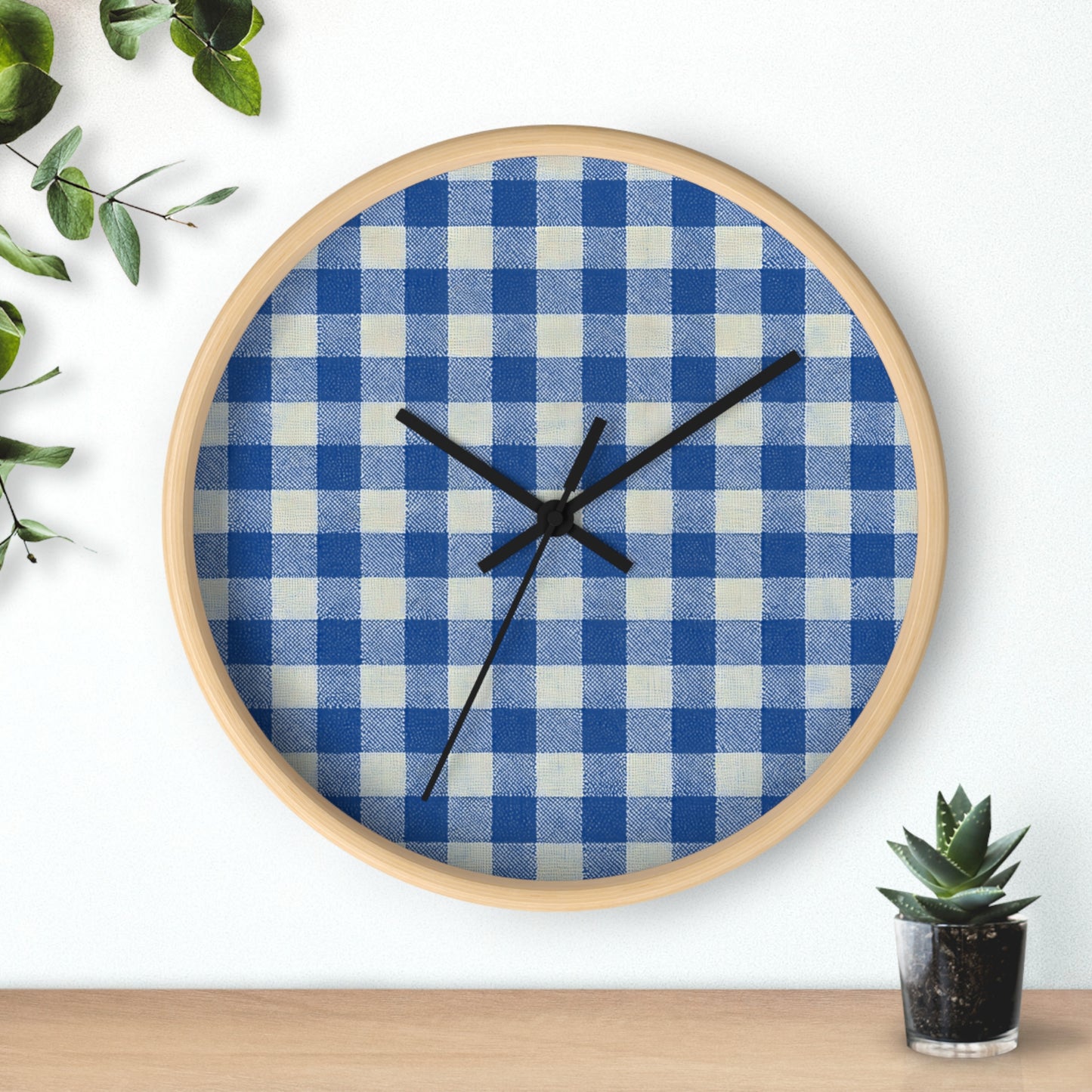Heritage Check Wall Clock - Blue