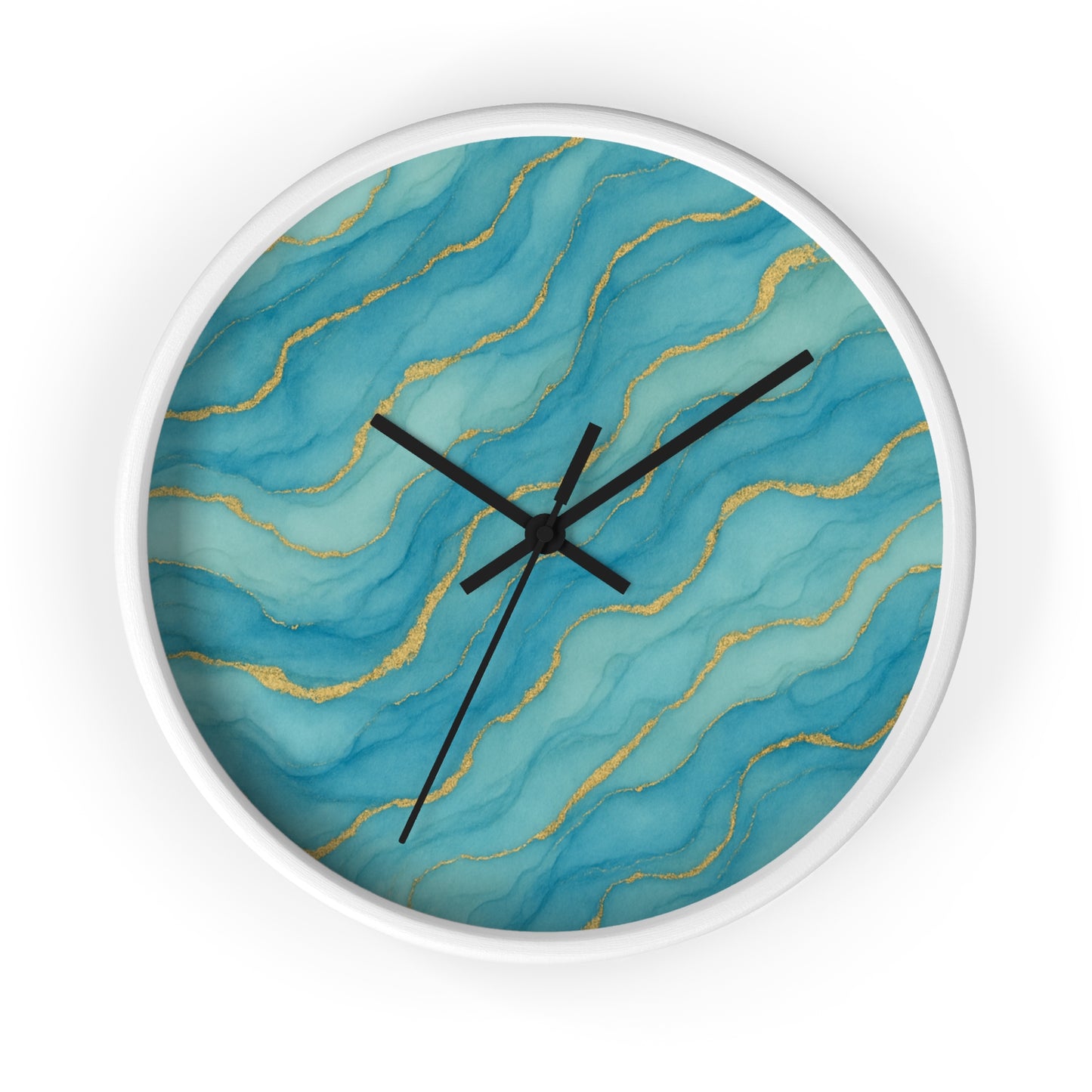 Marbled Flow Wall Clock – Aqua Vein