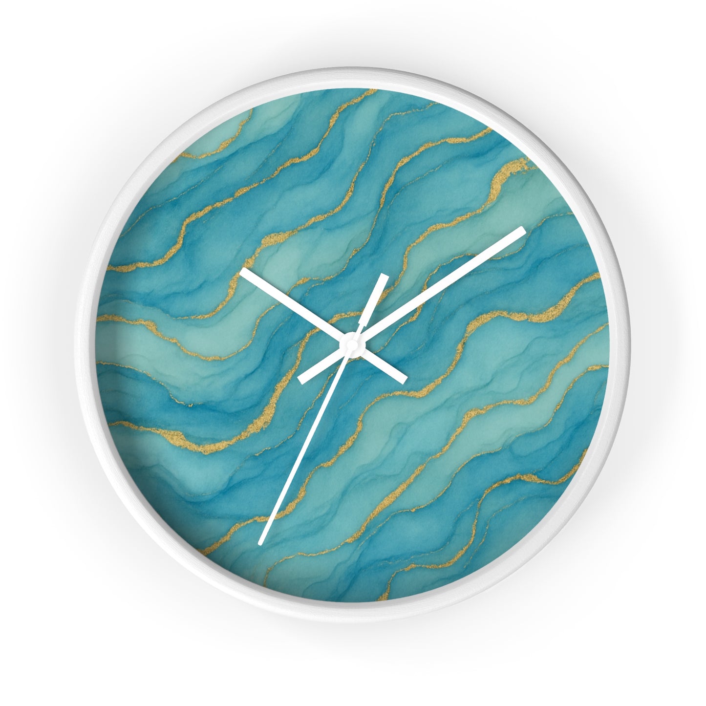 Marbled Flow Wall Clock – Aqua Vein