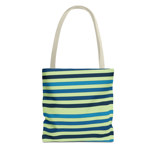 Green/Blue Ocean Breeze StripesTote Bag