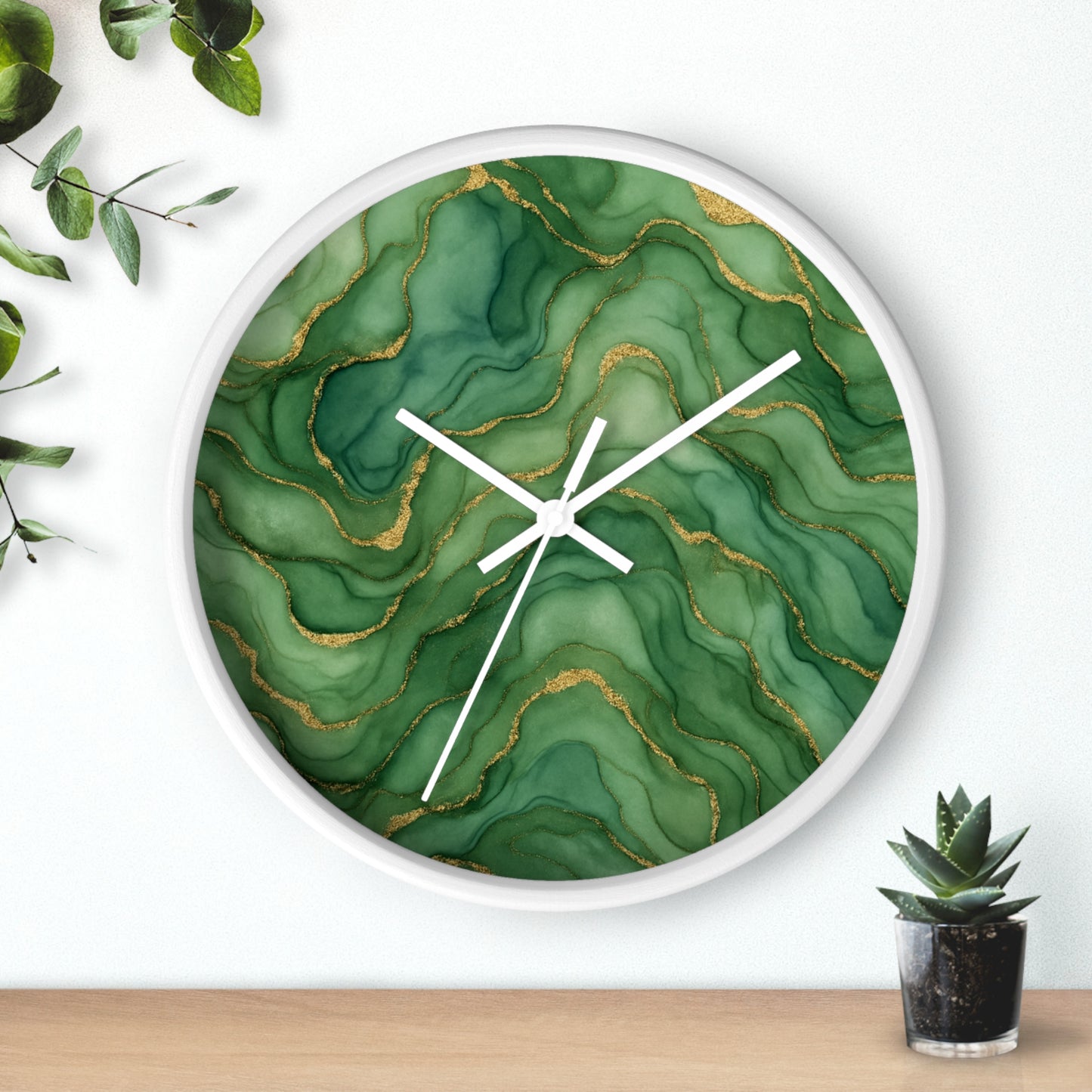 Marbled Flow Wall Clock – Verdant Layer
