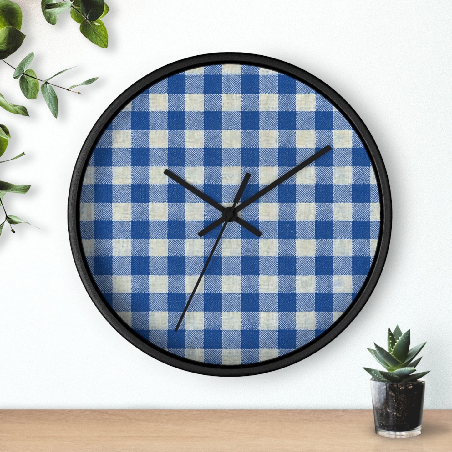Heritage Check Wall Clock - Blue
