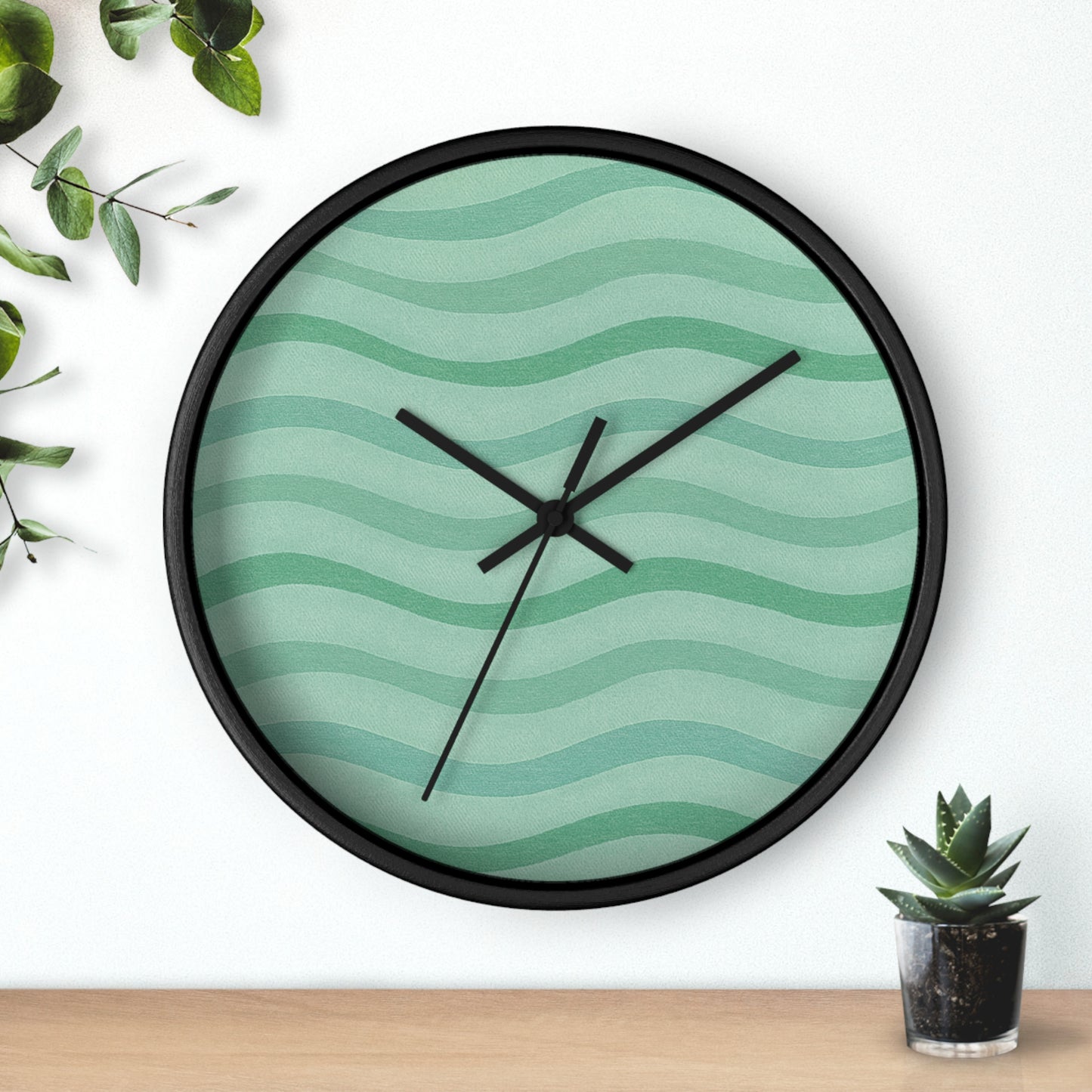 Wavy Stride Wall Clock - Green Meadow